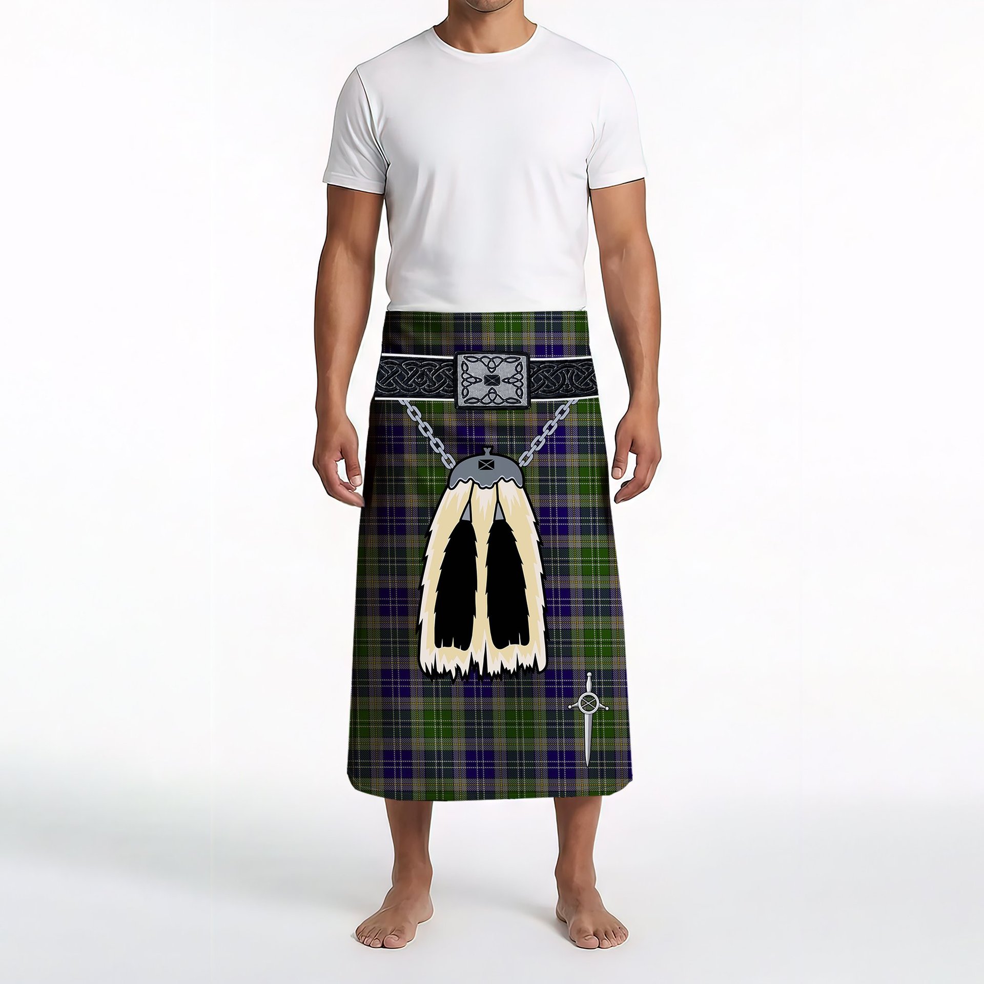 ScotsTee Shop Scottish MacGiboney or MacGibboney Clan Highland Kilt Sporran Tartan Beach Towel