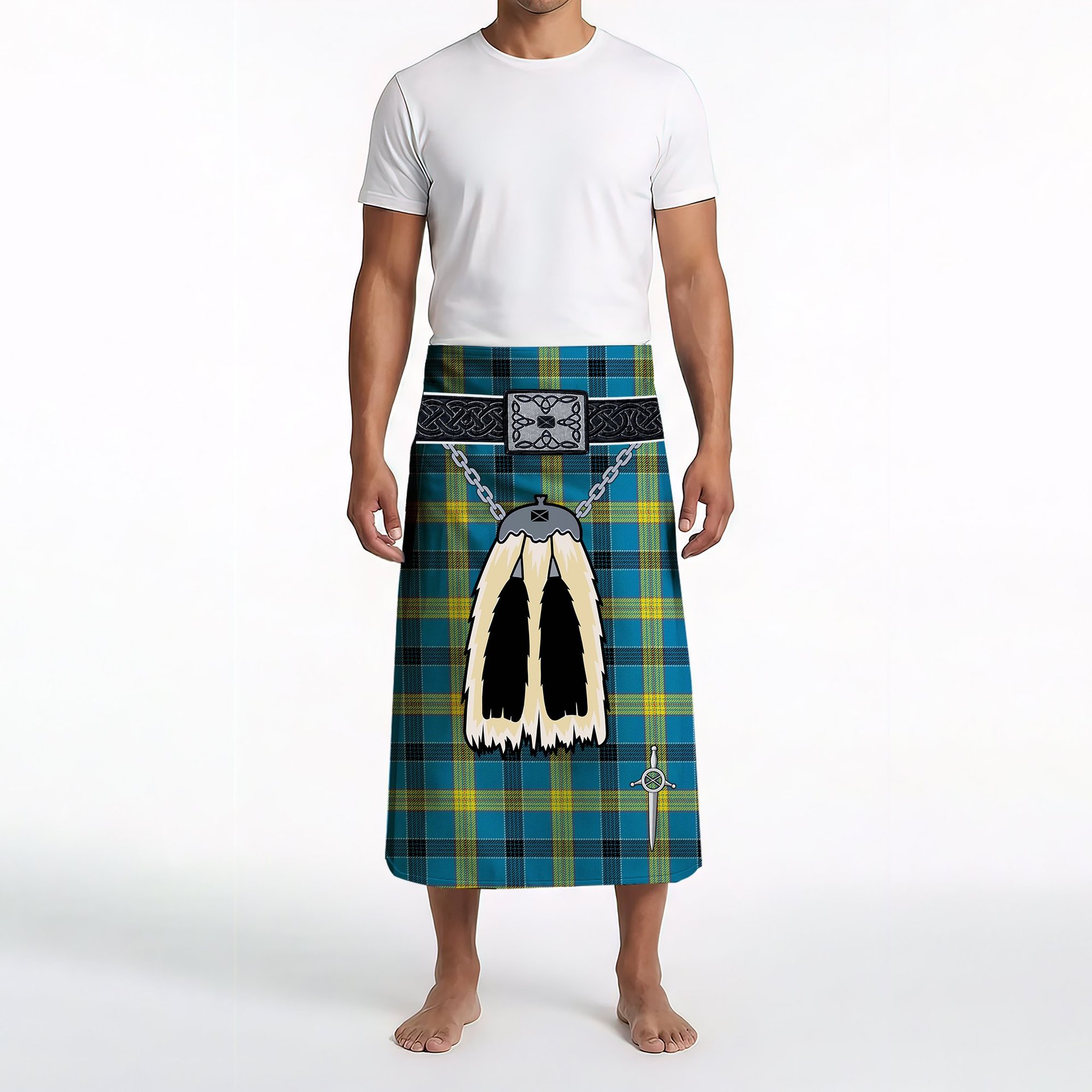 ScotsTee Shop Scottish Laing Modern Clan Highland Kilt Sporran Tartan Beach Towel