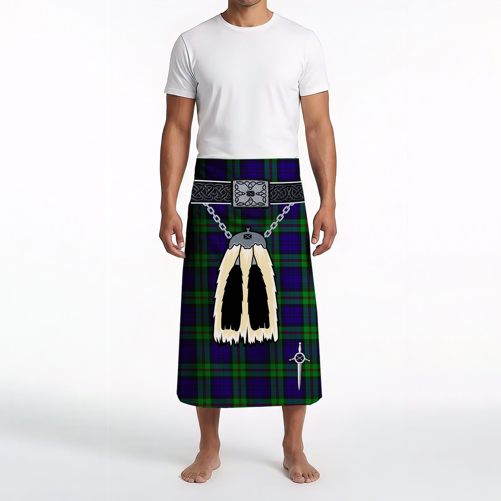 ScotsTee Shop Scottish MacKinlay Modern Clan Highland Kilt Sporran Tartan Beach Towel