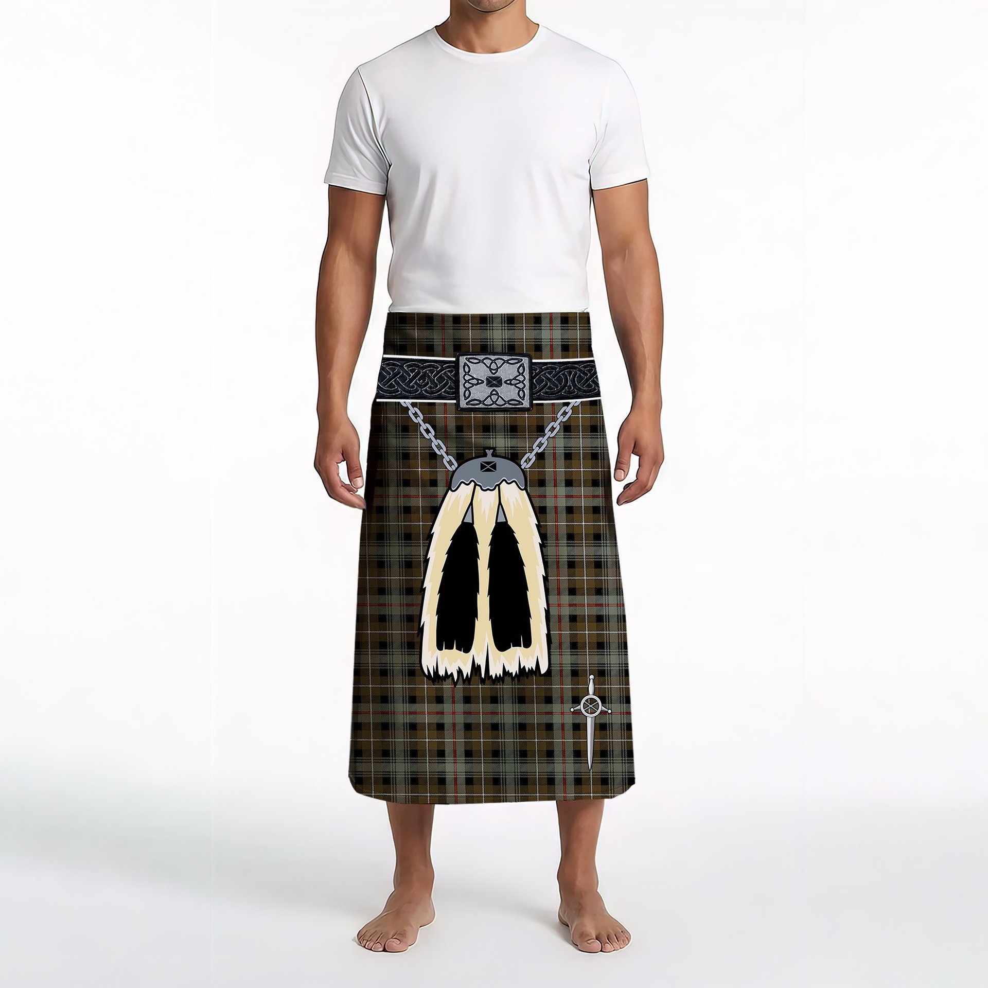 ScotsTee Shop Scottish MacKenzie Weathered Clan Highland Kilt Sporran Tartan Beach Towel