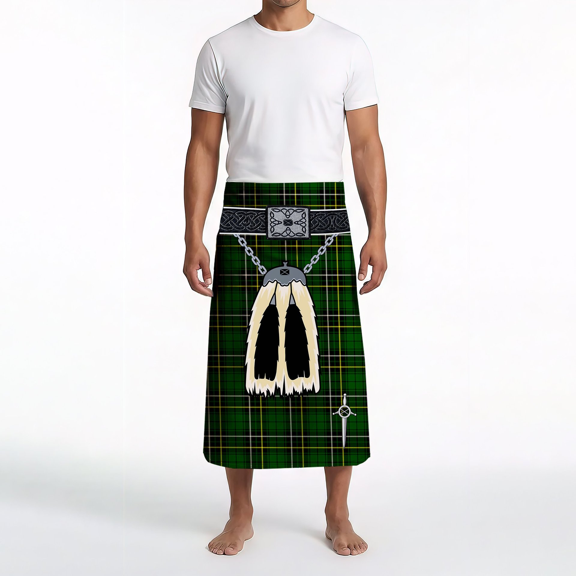 ScotsTee Shop Scottish MacAlpin Modern Clan Highland Kilt Sporran Tartan Beach Towel