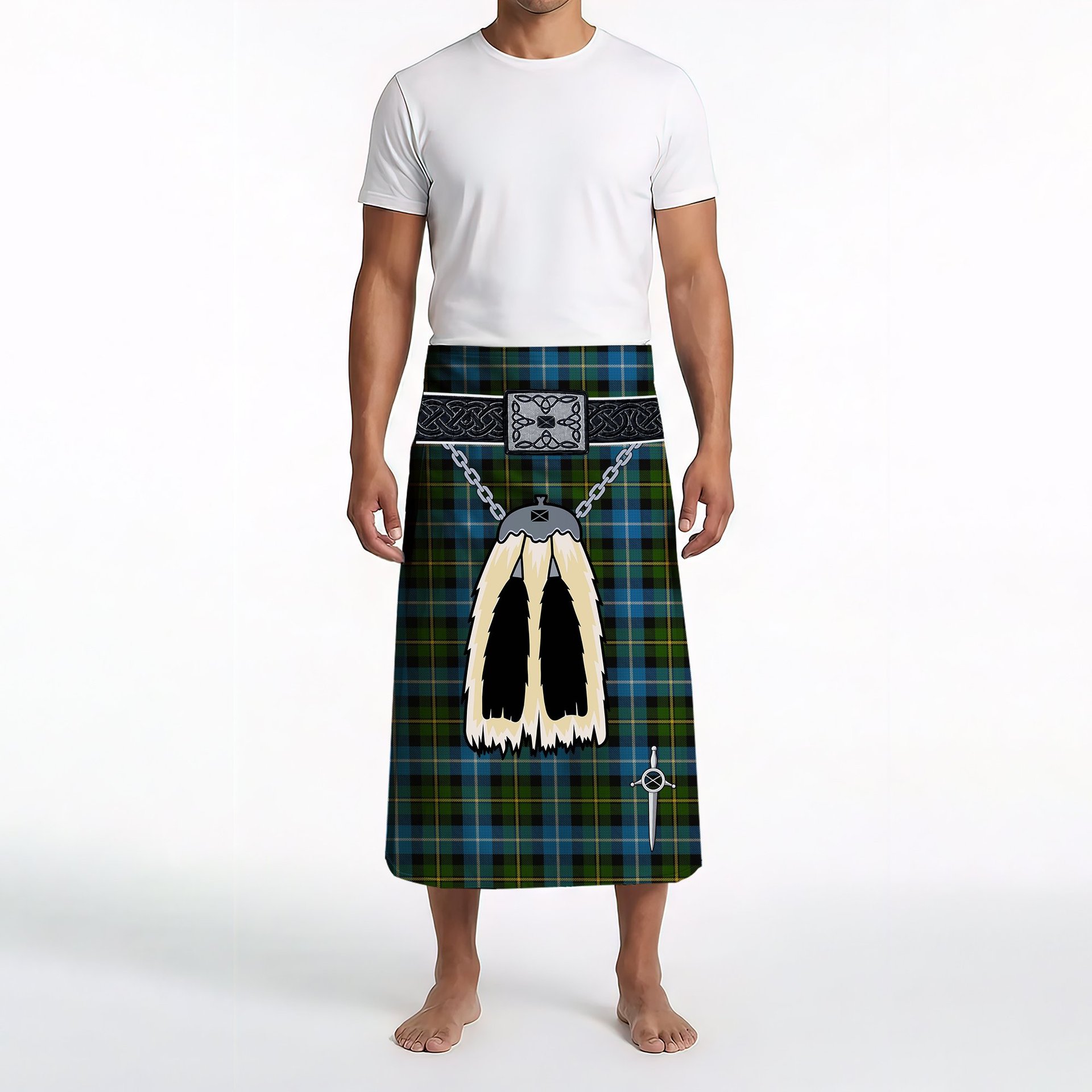 ScotsTee Shop Scottish MacNeil of Barra Clan Highland Kilt Sporran Tartan Beach Towel