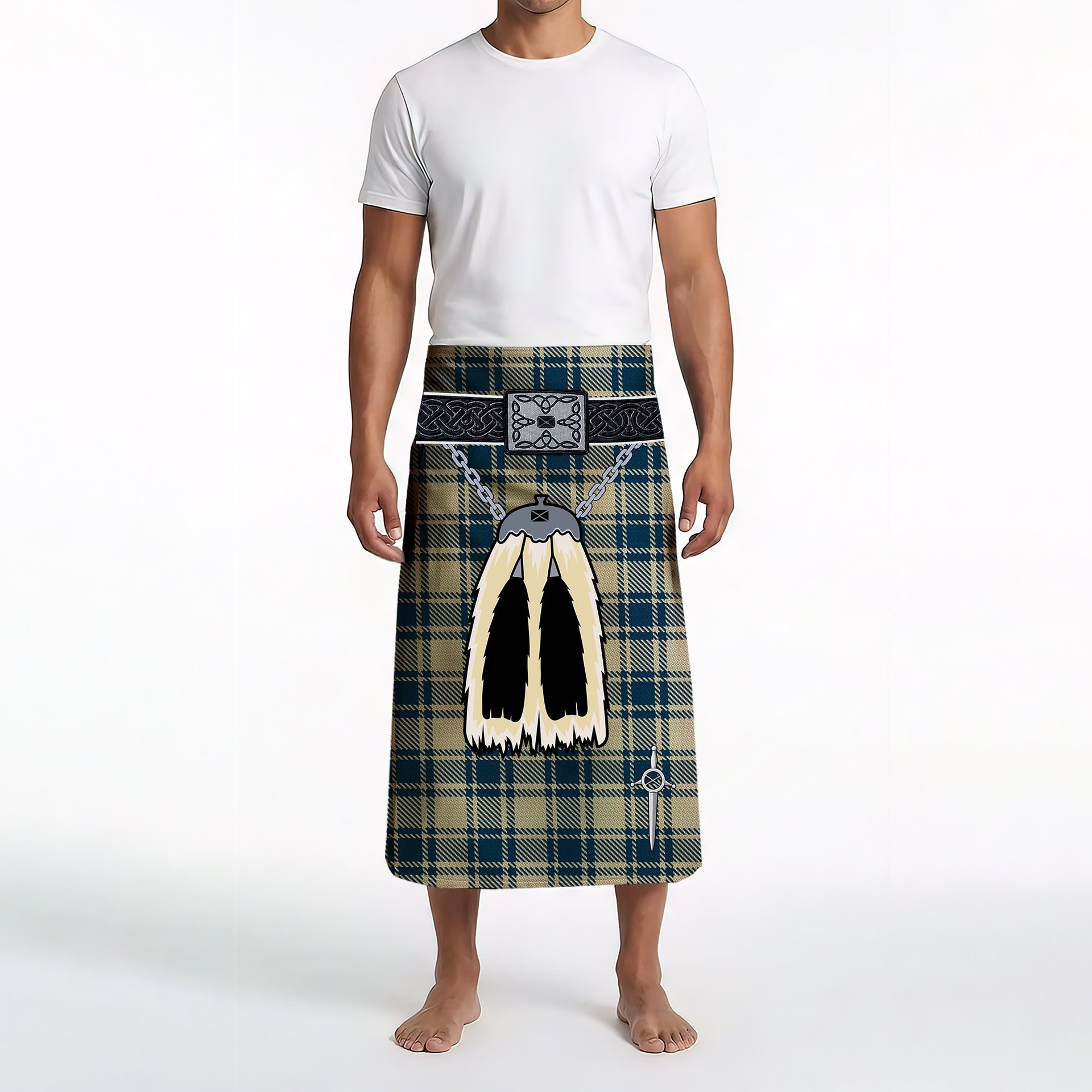 ScotsTee Shop Scottish MacMugen Clan Highland Kilt Sporran Tartan Beach Towel
