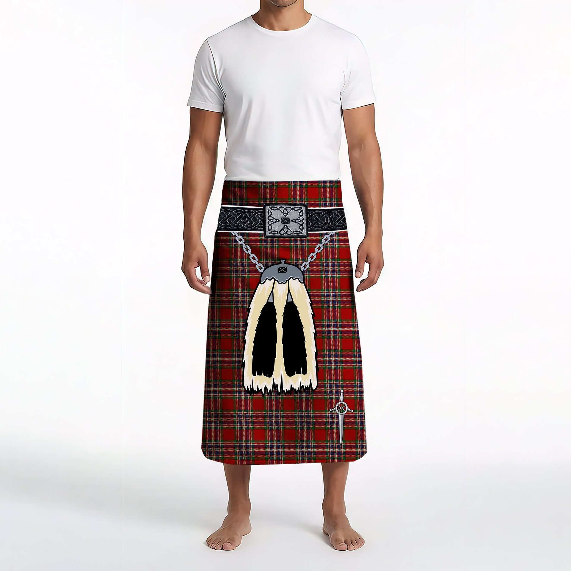 ScotsTee Shop Scottish MacFarlane Red Clan Highland Kilt Sporran Tartan Beach Towel