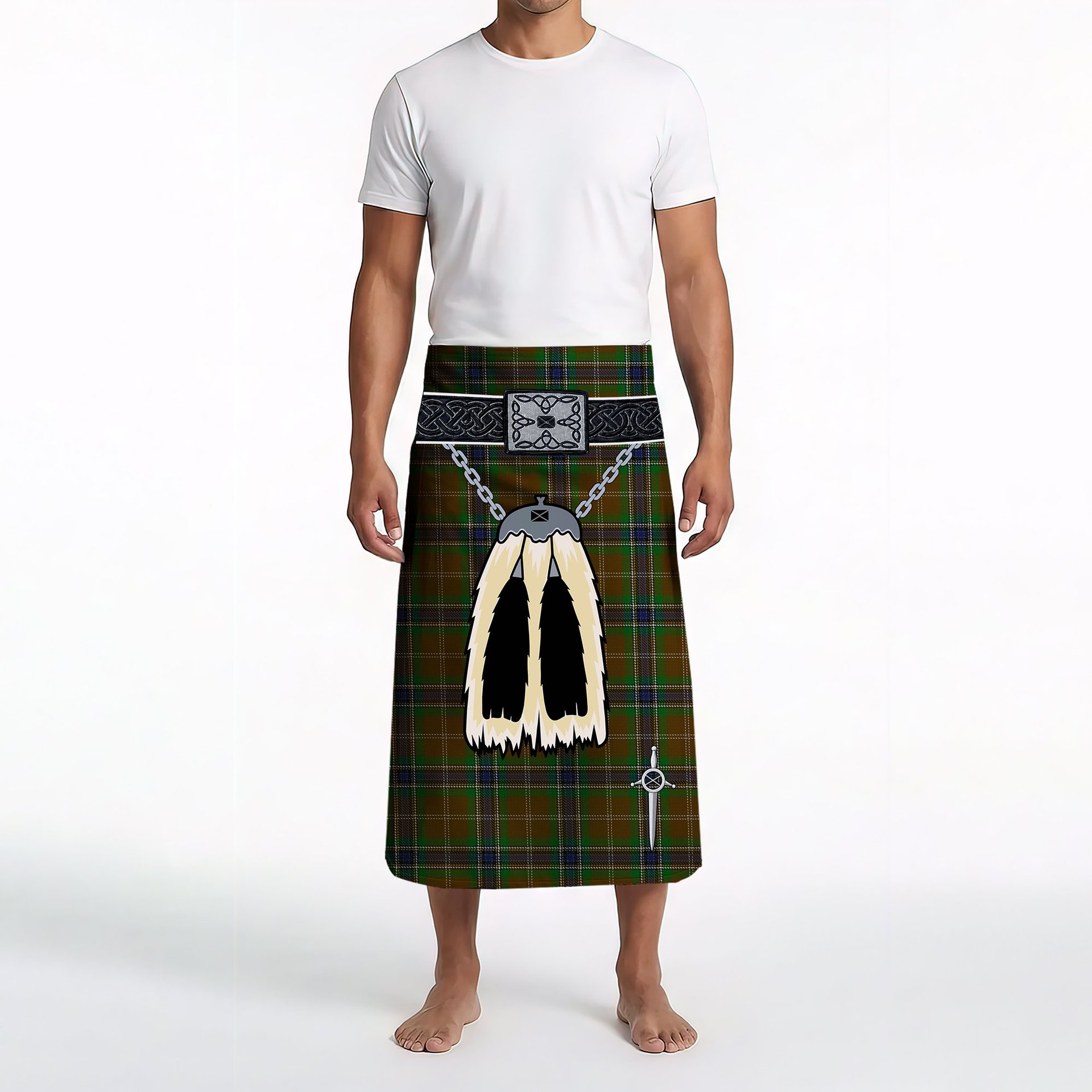 ScotsTee Shop Scottish MacLean of Kingairloch Clan Highland Kilt Sporran Tartan Beach Towel