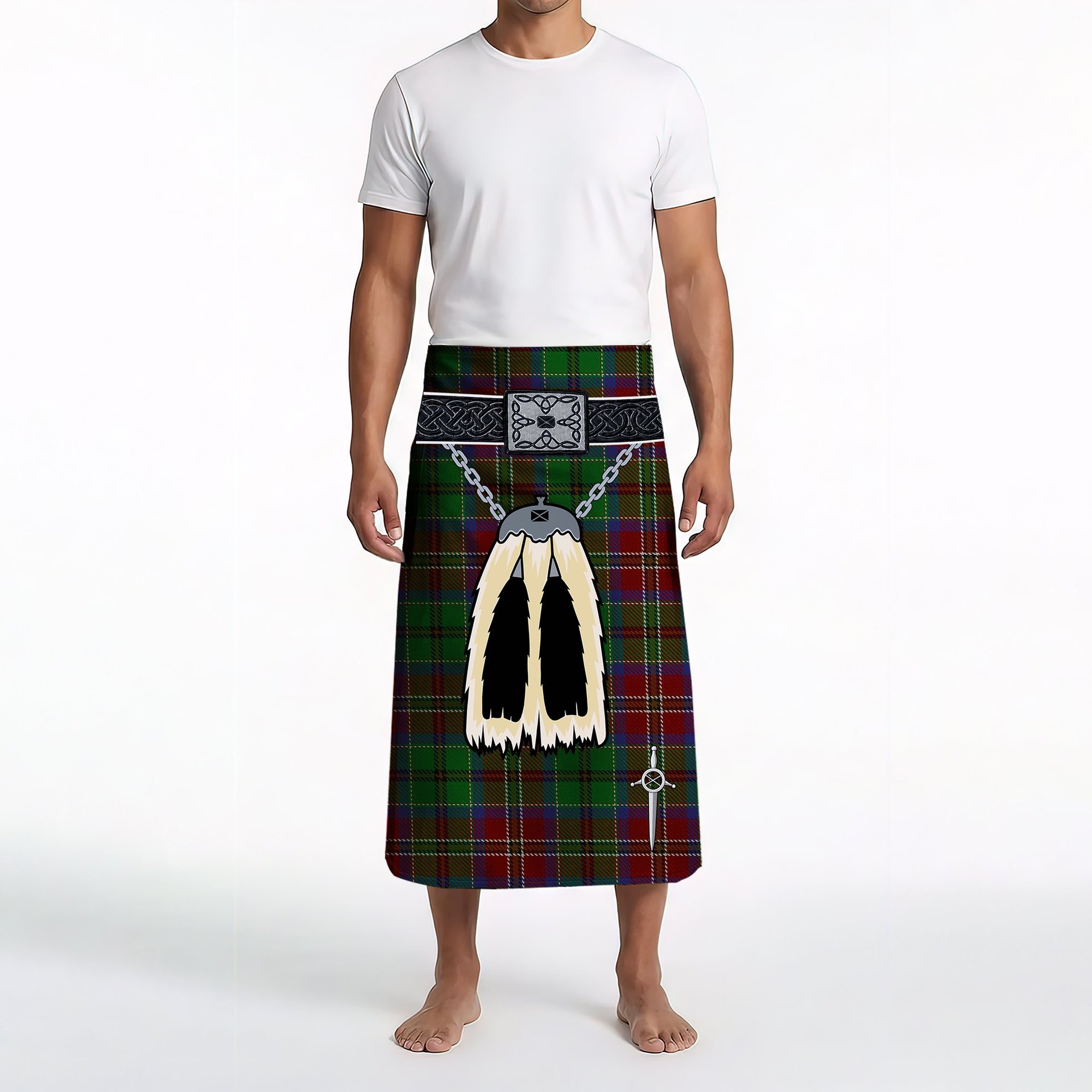 ScotsTee Shop Scottish MacCulloch Clan Highland Kilt Sporran Tartan Beach Towel