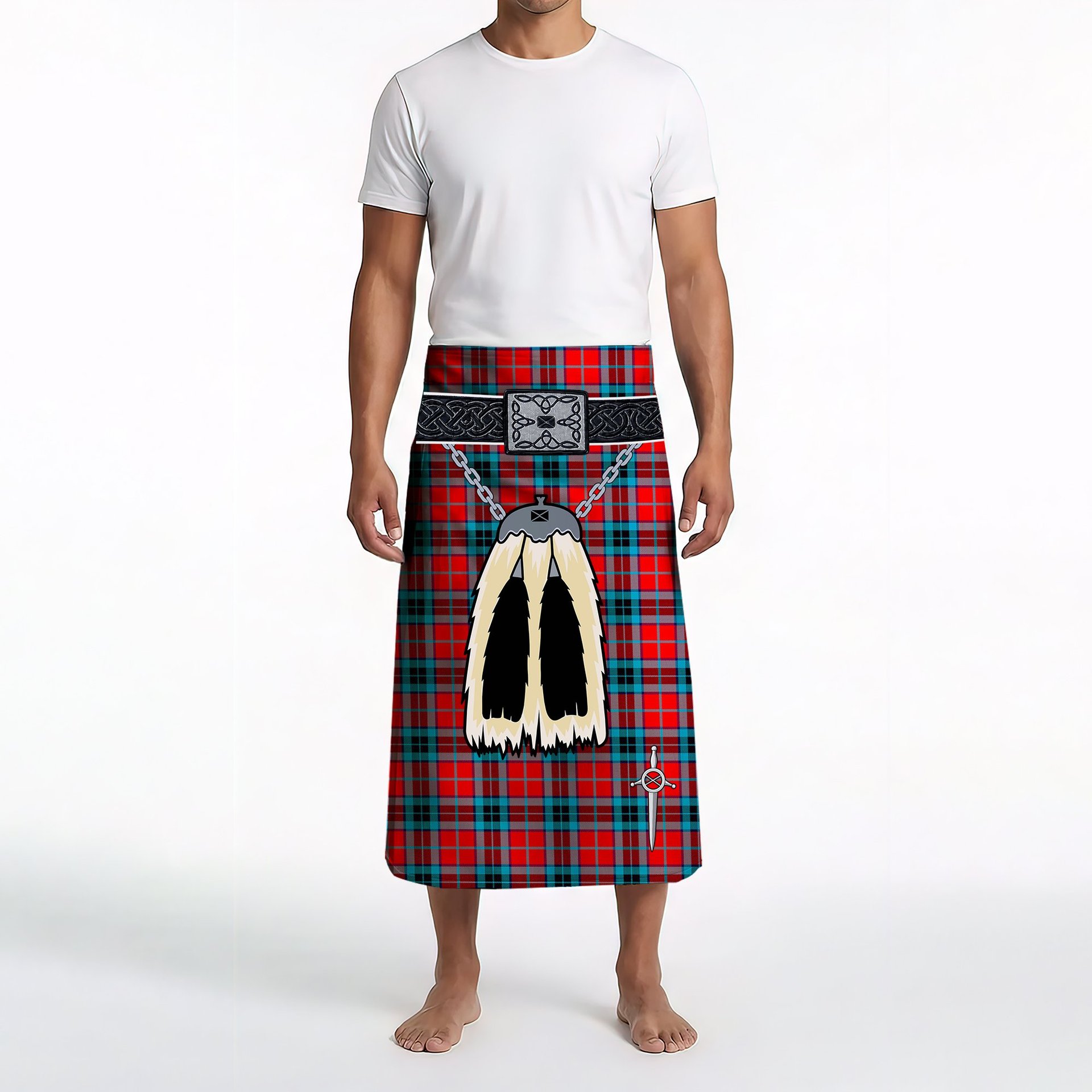 ScotsTee Shop Scottish MacTavish Modern Clan Highland Kilt Sporran Tartan Beach Towel