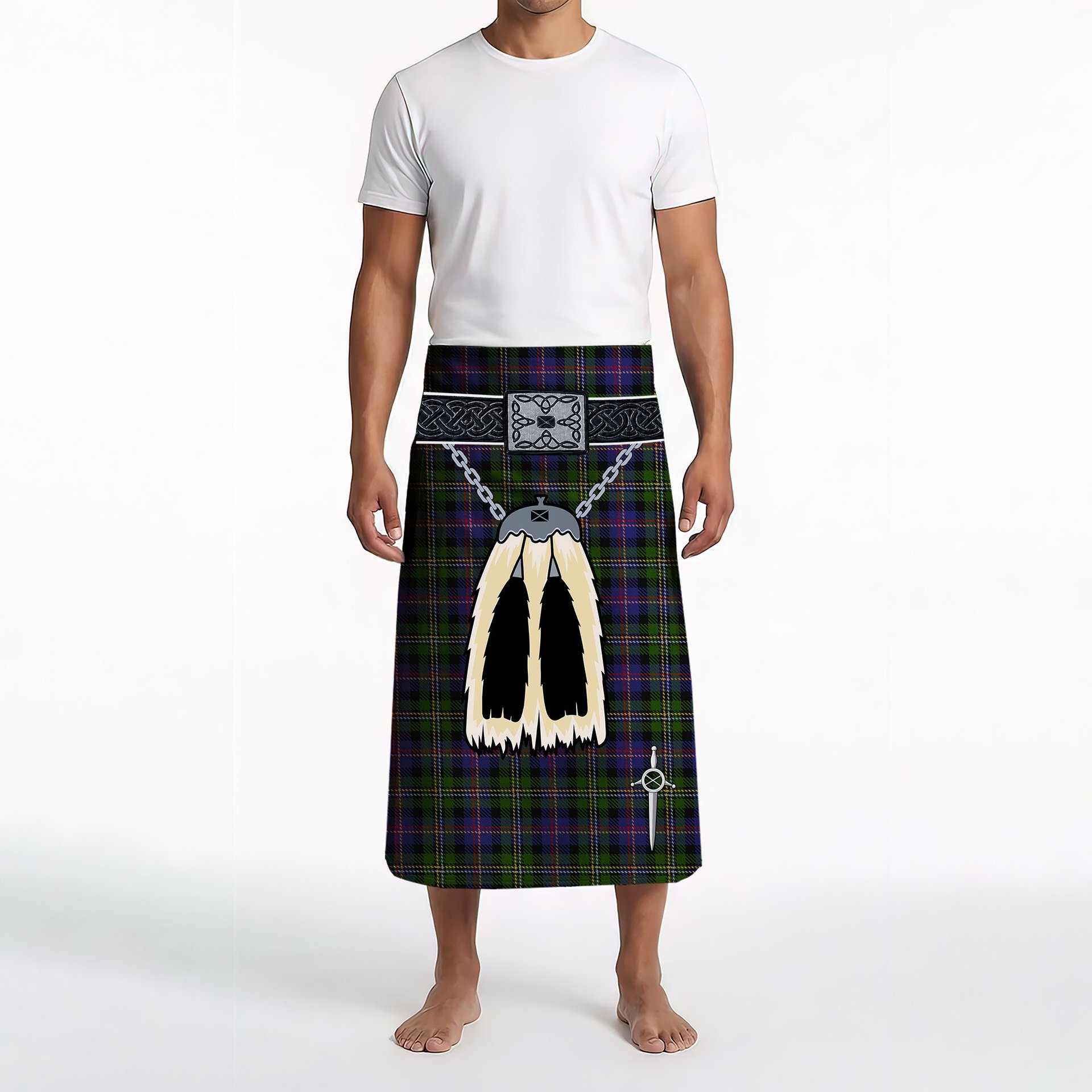 ScotsTee Shop Scottish Malcolm 1840 Clan Highland Kilt Sporran Tartan Beach Towel