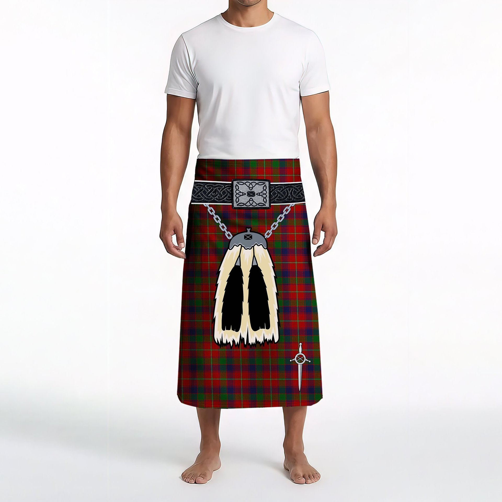 ScotsTee Shop Scottish Robertson White line Clan Highland Kilt Sporran Tartan Beach Towel