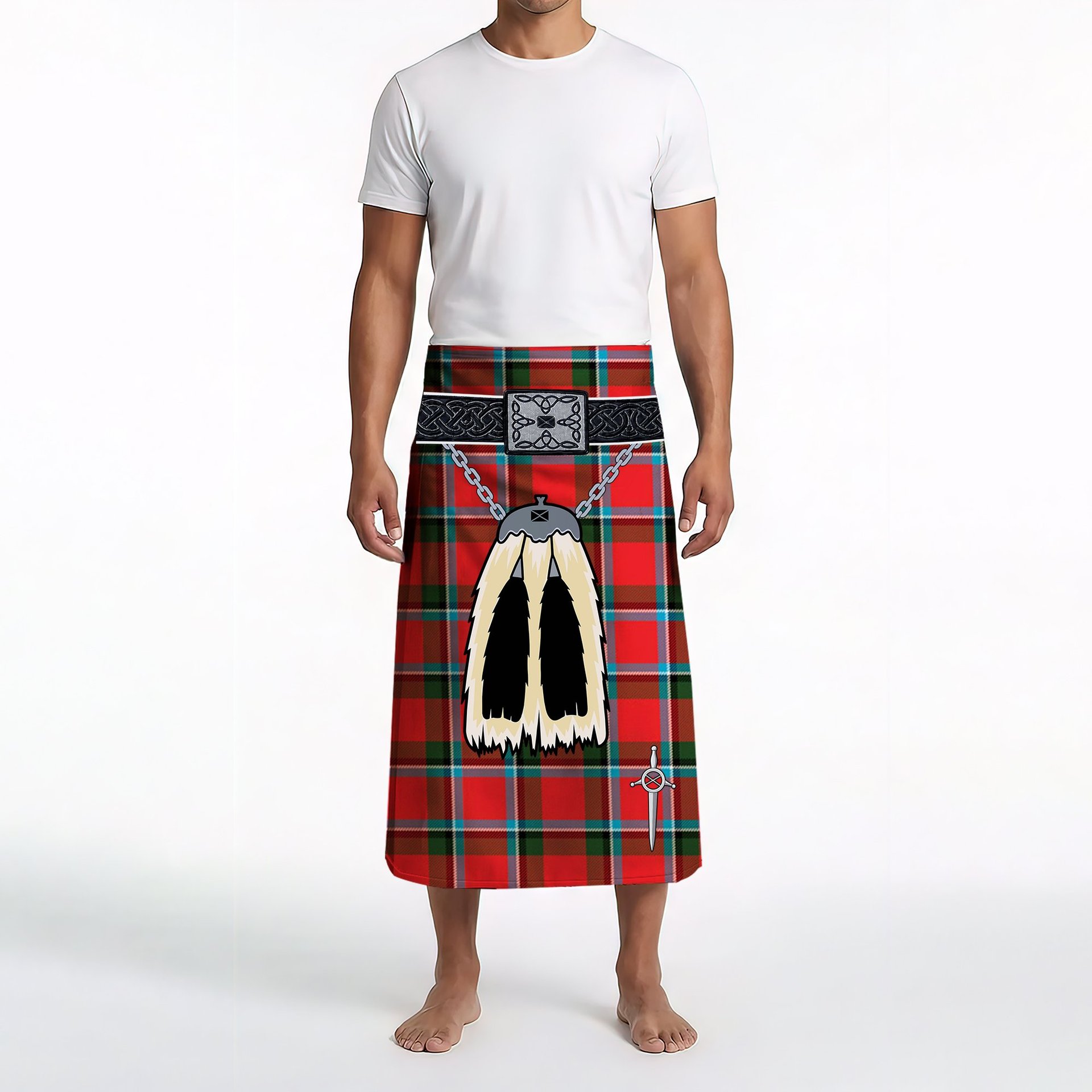 ScotsTee Shop Scottish Sinclair Modern Clan Highland Kilt Sporran Tartan Beach Towel