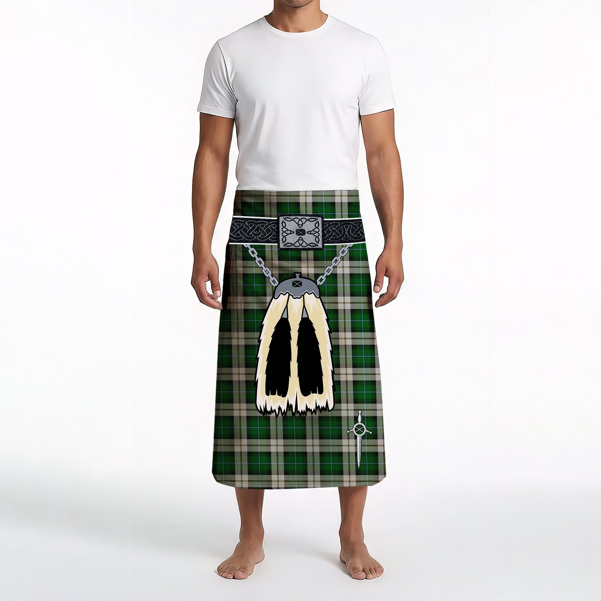 ScotsTee Shop Scottish McCandlish Arisaid Green Clan Highland Kilt Sporran Tartan Beach Towel