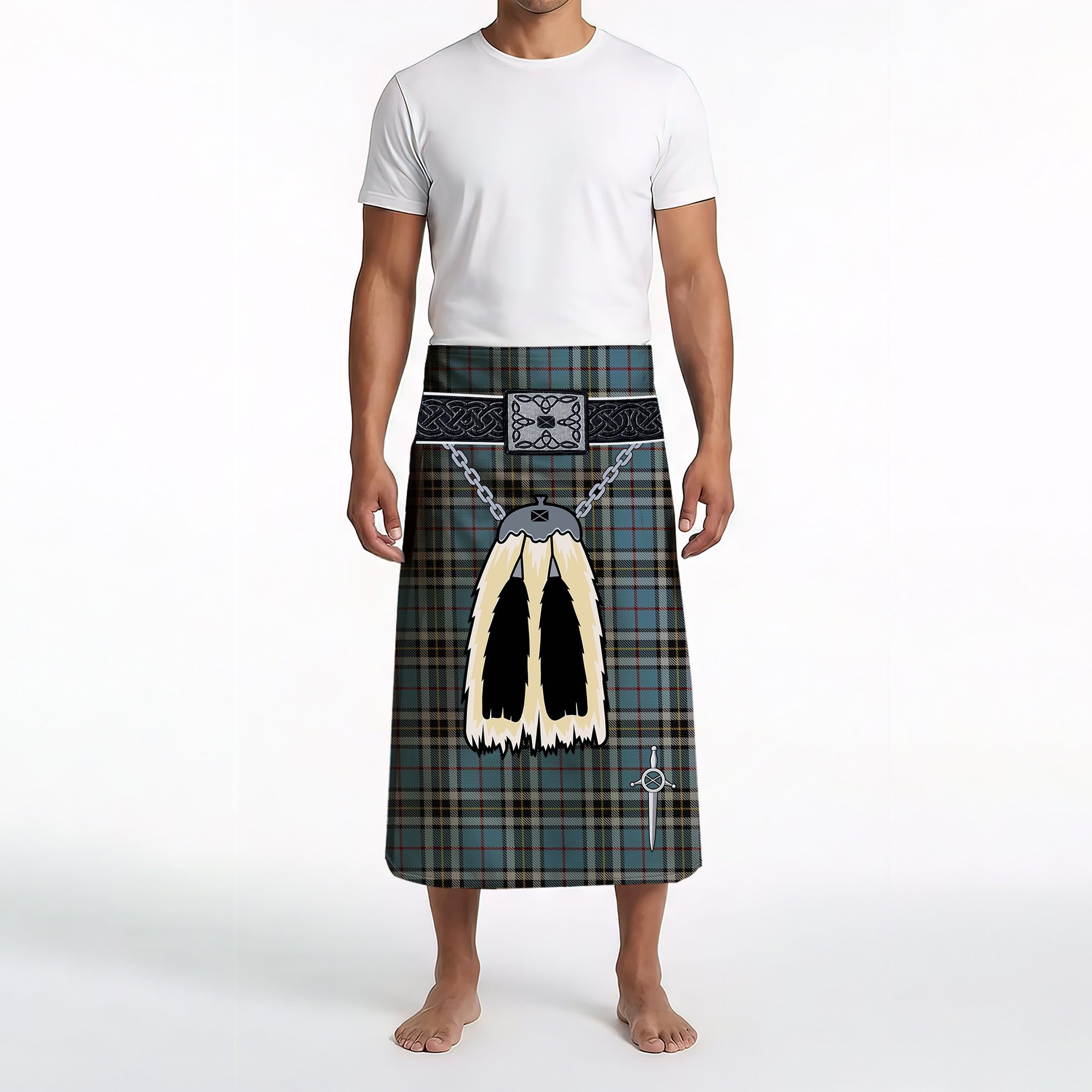 ScotsTee Shop Scottish Thompson Clan Highland Kilt Sporran Tartan Beach Towel