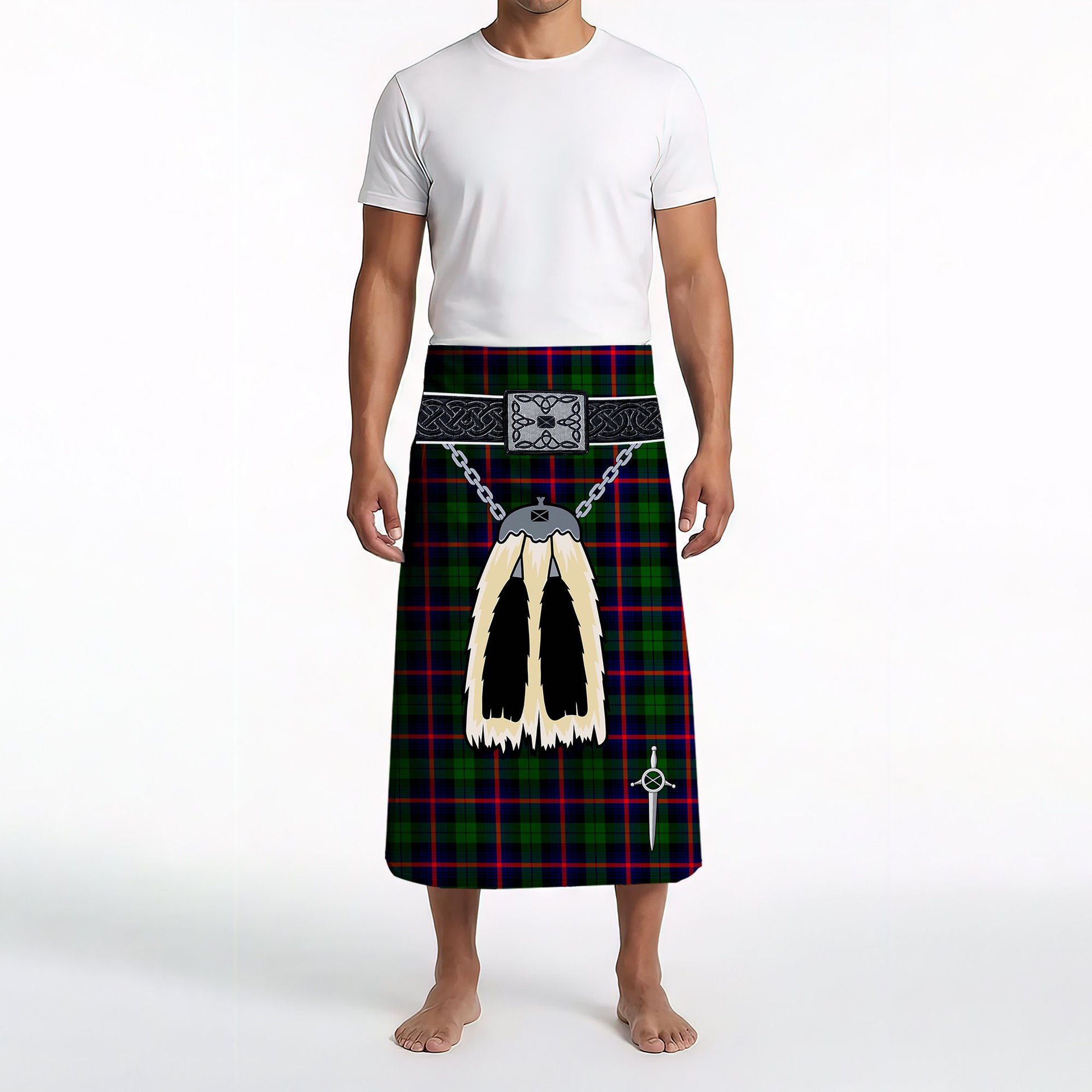 ScotsTee Shop Scottish Urquhart Modern Clan Highland Kilt Sporran Tartan Beach Towel