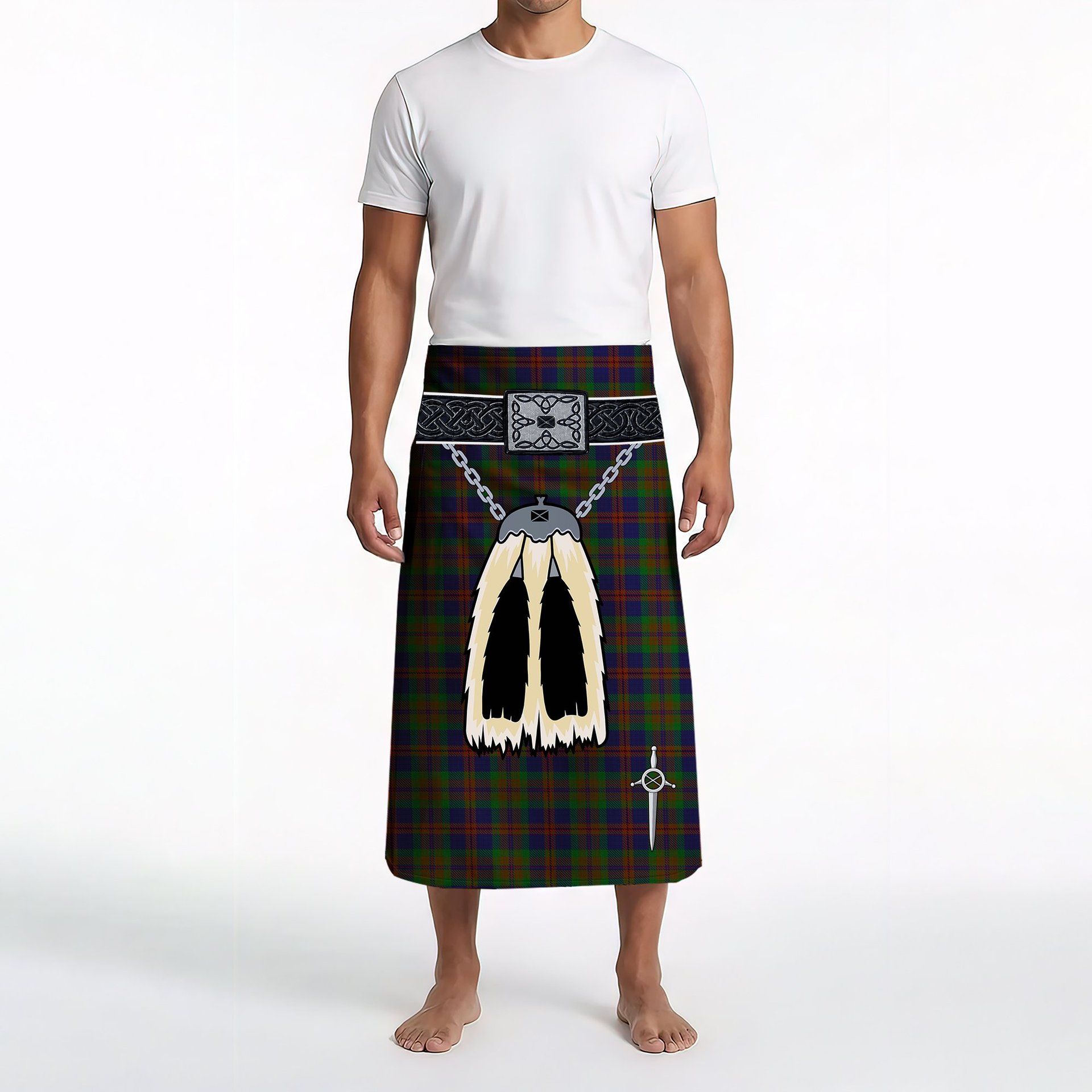 ScotsTee Shop Scottish Mann Clan Highland Kilt Sporran Tartan Beach Towel