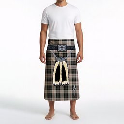 ScotsTee Shop Scottish MacPherson of Cluny Black and White Clan Highland Kilt Sporran Tartan Beach Towel