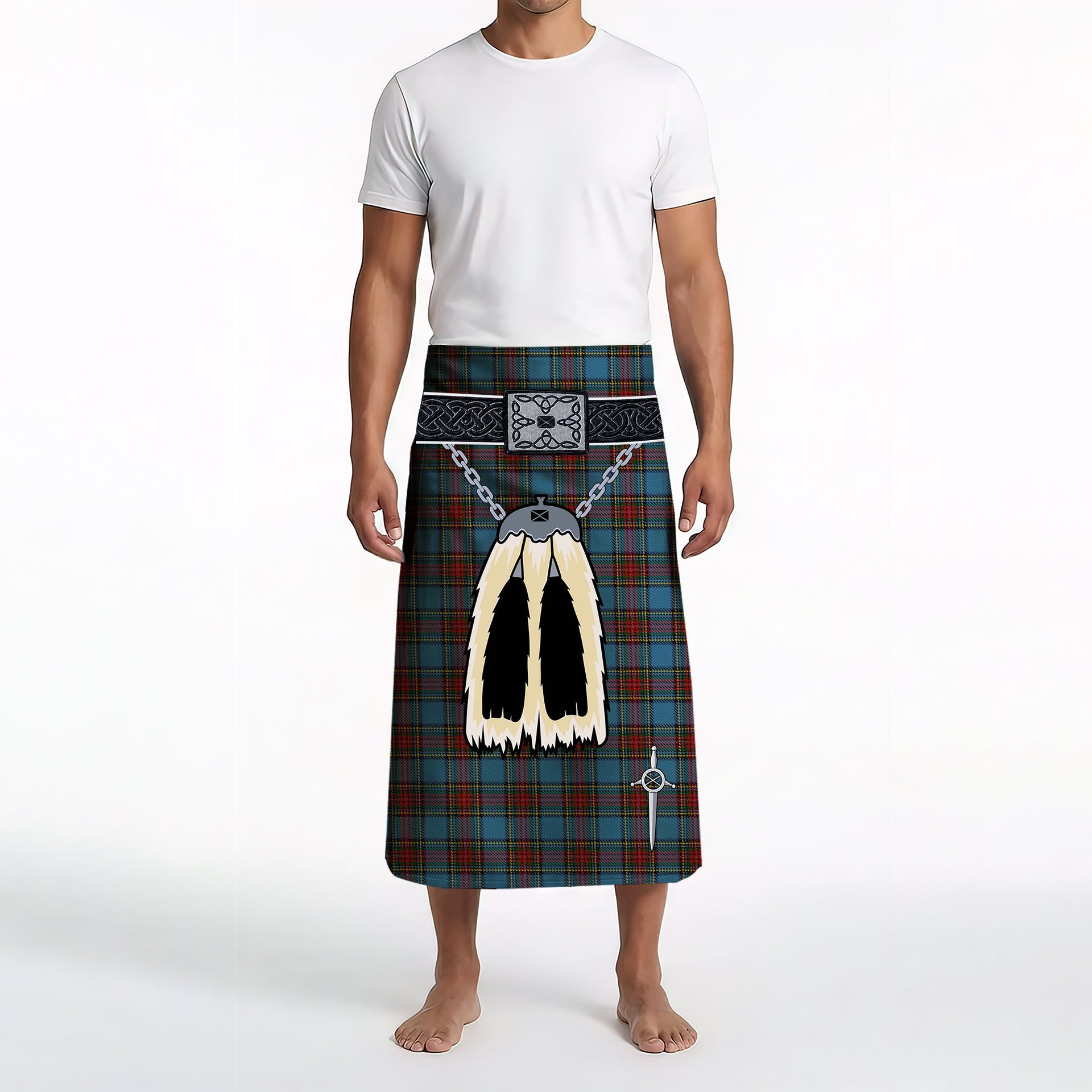 ScotsTee Shop Scottish Stewart Royal Blue Clan Highland Kilt Sporran Tartan Beach Towel