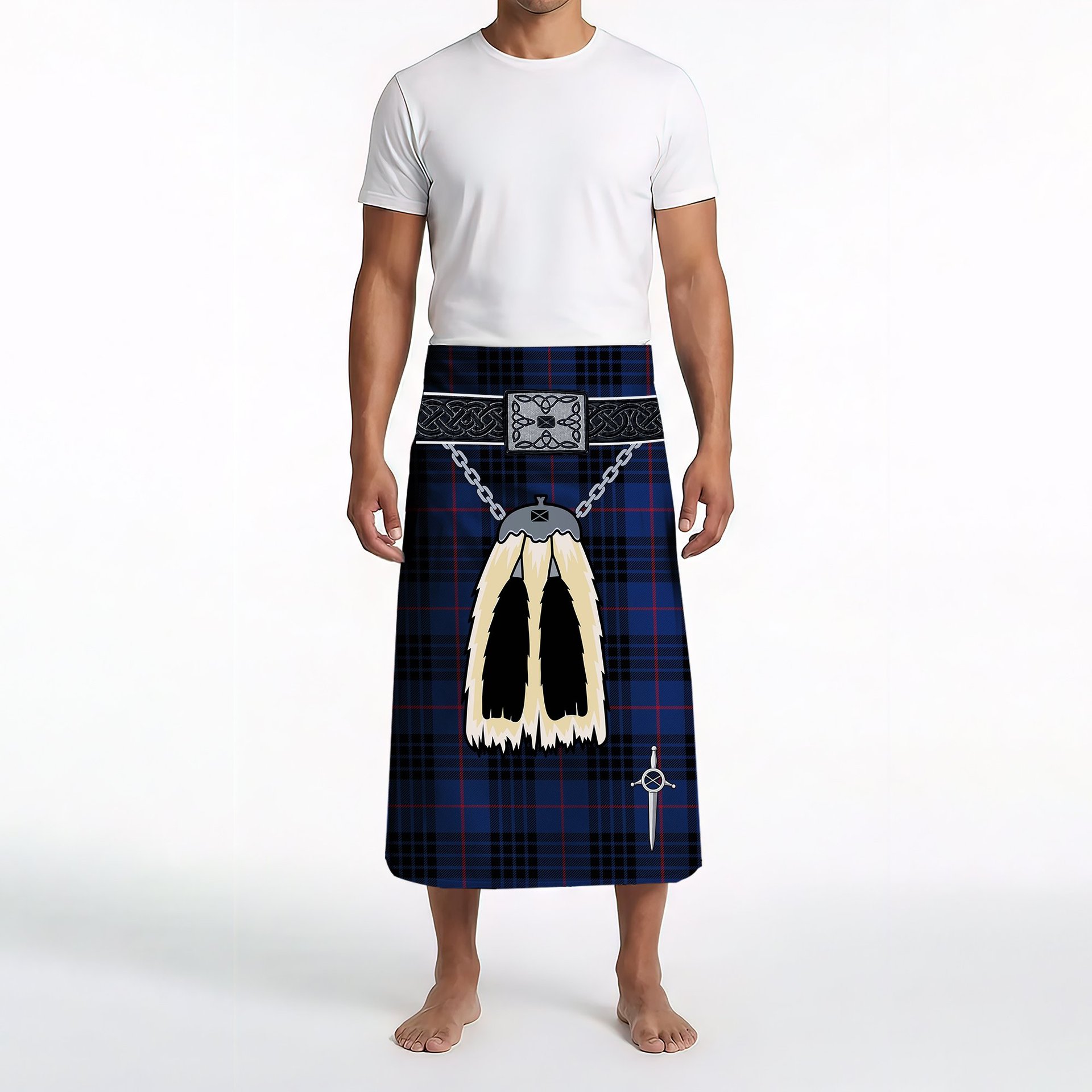 ScotsTee Shop Scottish McCoy Blue Clan Highland Kilt Sporran Tartan Beach Towel
