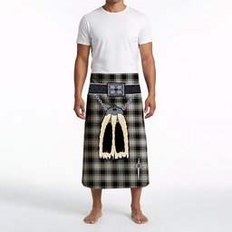 ScotsTee Shop Scottish MacPhee Black and White Clan Highland Kilt Sporran Tartan Beach Towel