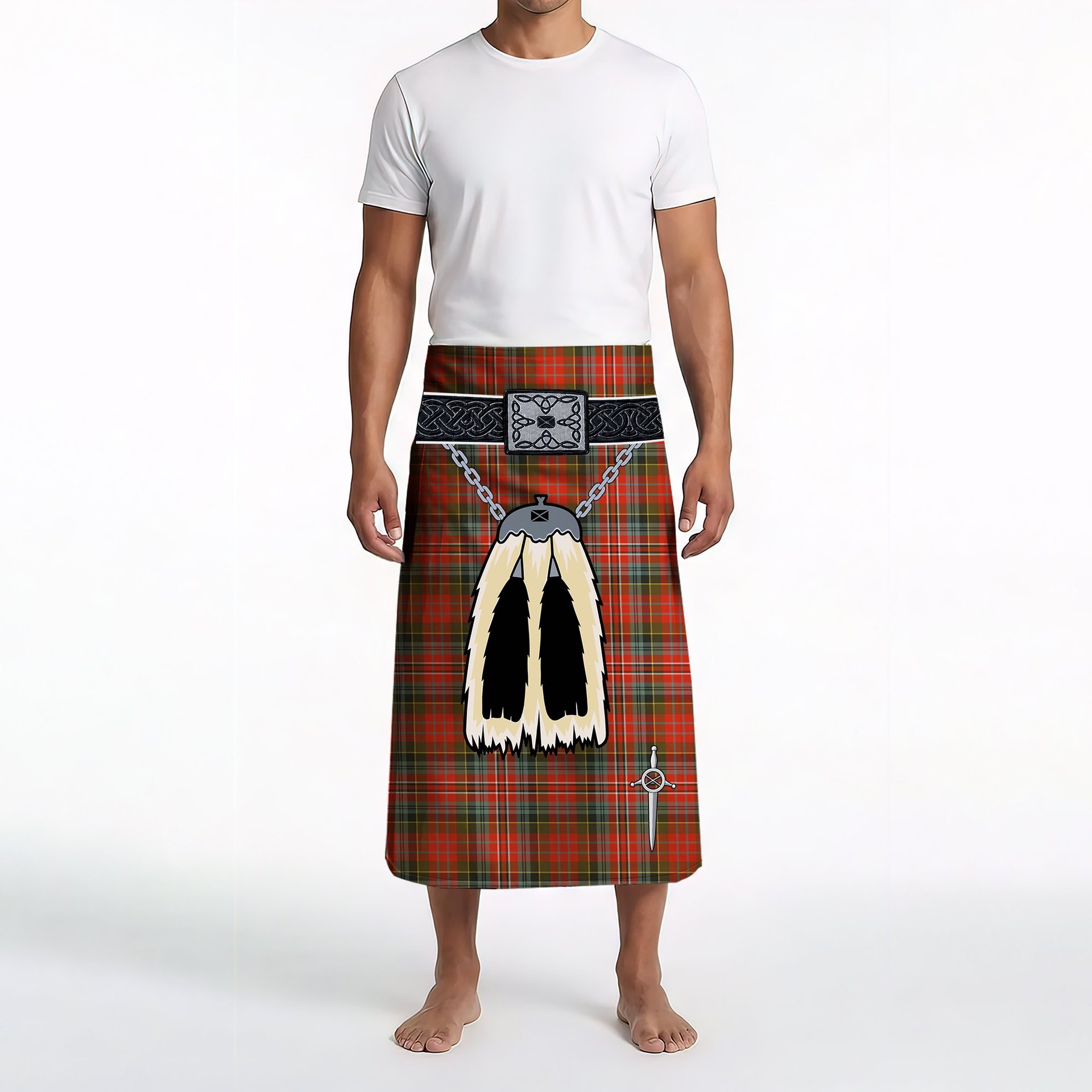 ScotsTee Shop Scottish MacPherson Weathered Clan Highland Kilt Sporran Tartan Beach Towel