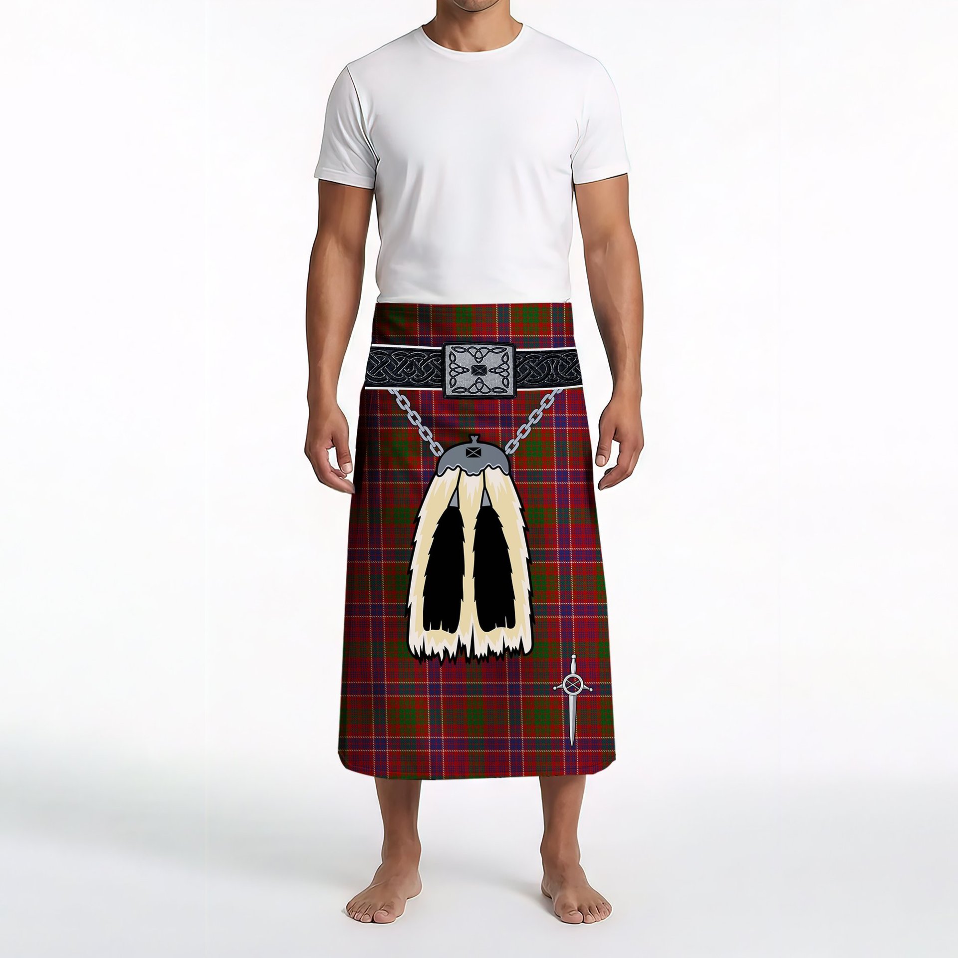ScotsTee Shop Scottish MacRae Red Clan Highland Kilt Sporran Tartan Beach Towel