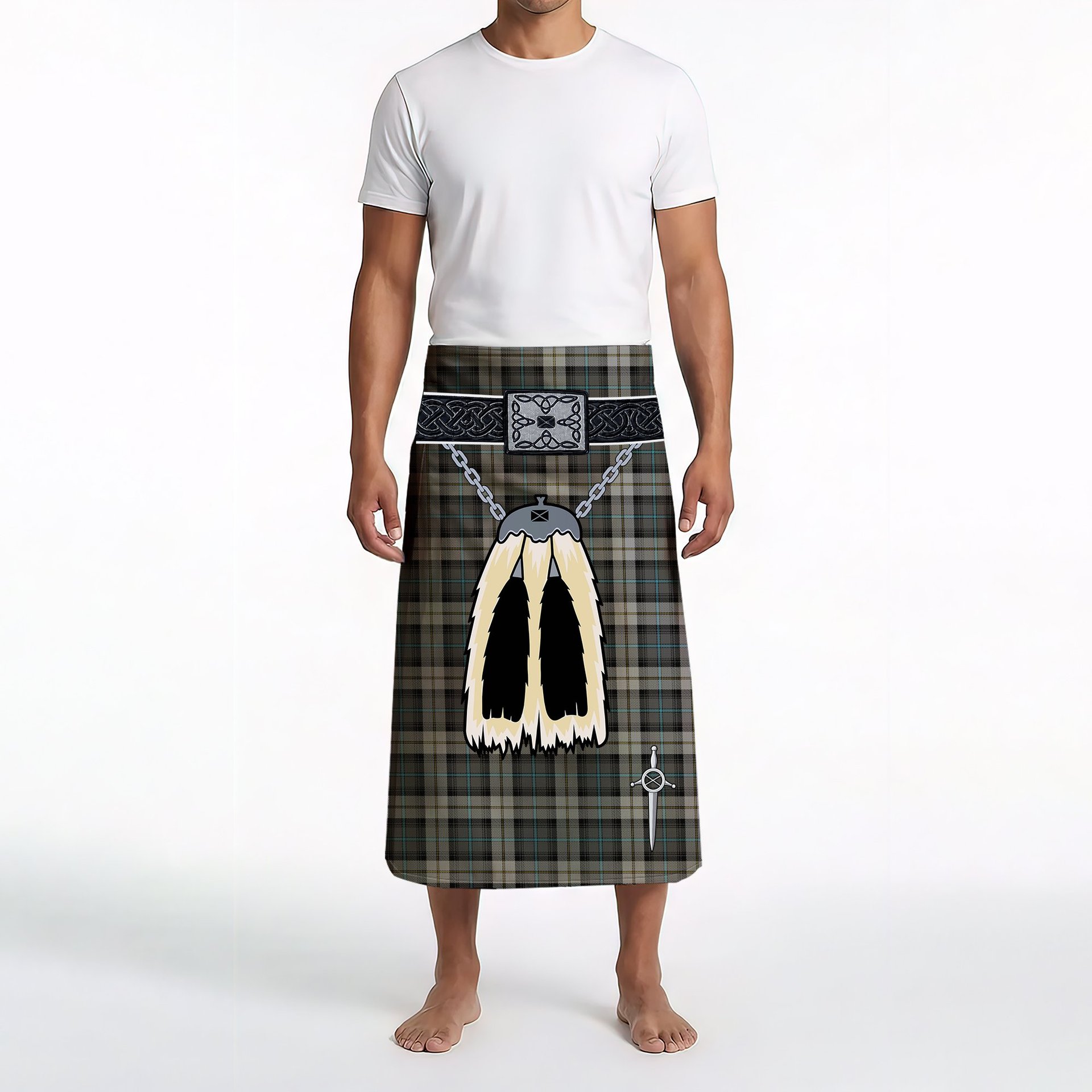 ScotsTee Shop Scottish McCandlish Dress Grey Clan Highland Kilt Sporran Tartan Beach Towel