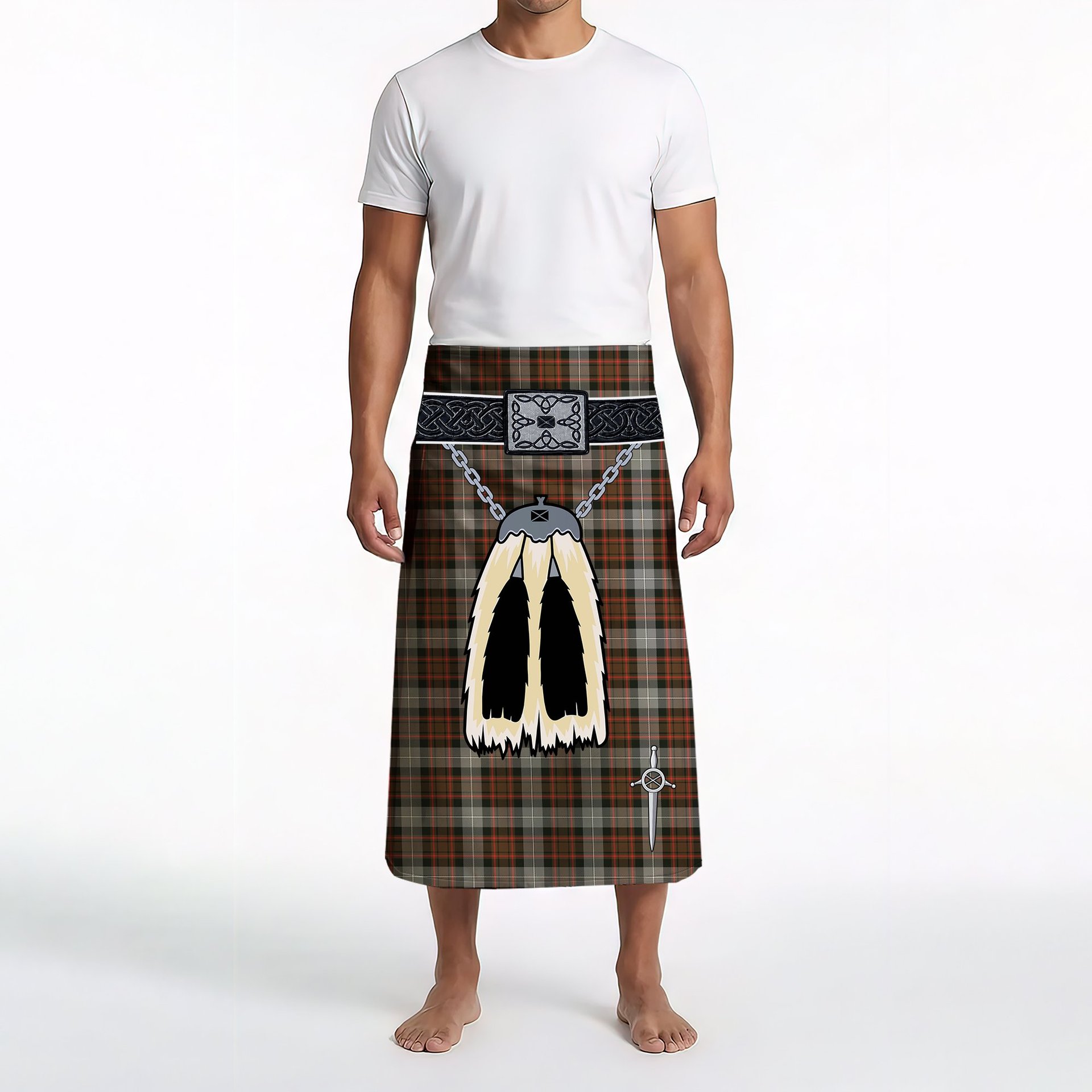ScotsTee Shop Scottish MacRae Hunting Weathered Clan Highland Kilt Sporran Tartan Beach Towel