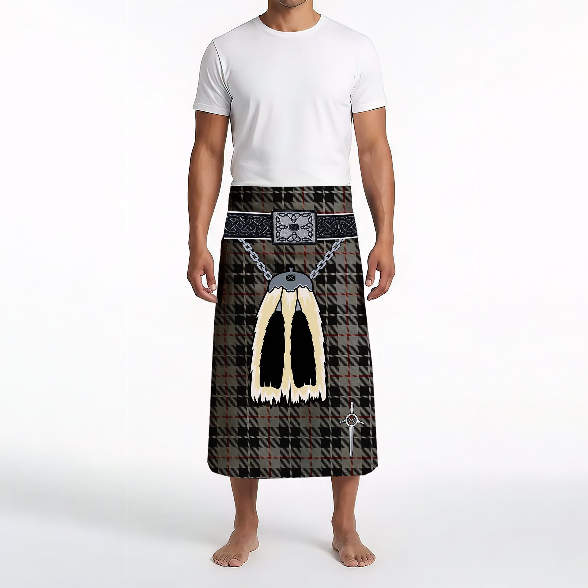 ScotsTee Shop Scottish Thomson Grey Clan Highland Kilt Sporran Tartan Beach Towel