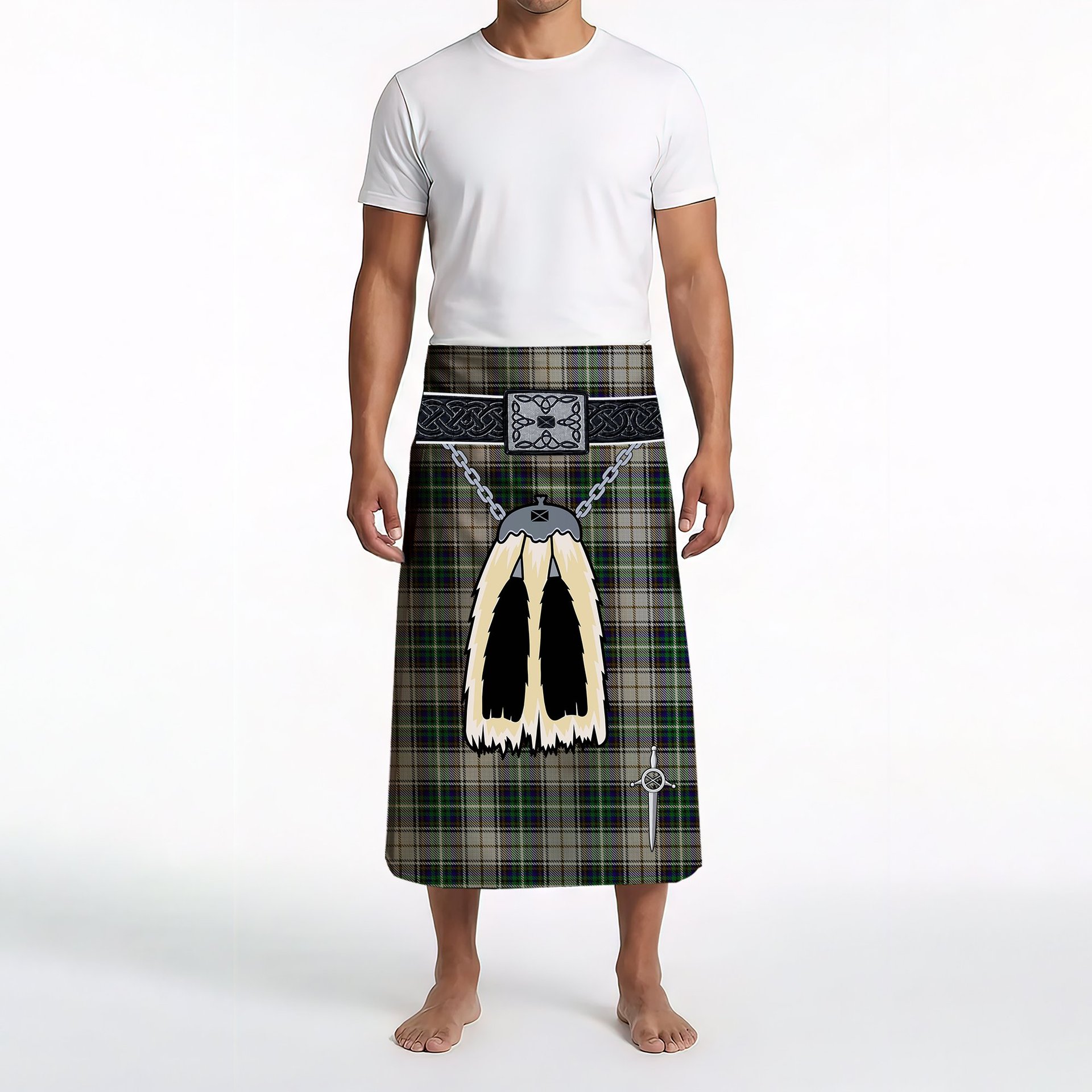 ScotsTee Shop Scottish MacSheehy Clan Highland Kilt Sporran Tartan Beach Towel