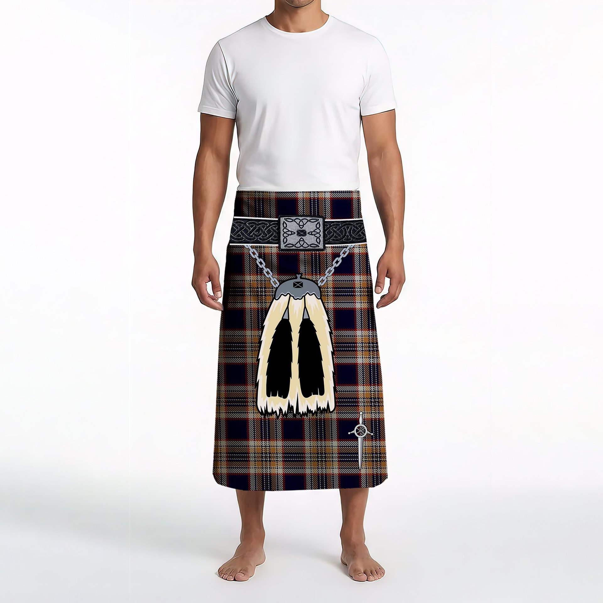 ScotsTee Shop Scottish Stewart Navy Clan Highland Kilt Sporran Tartan Beach Towel