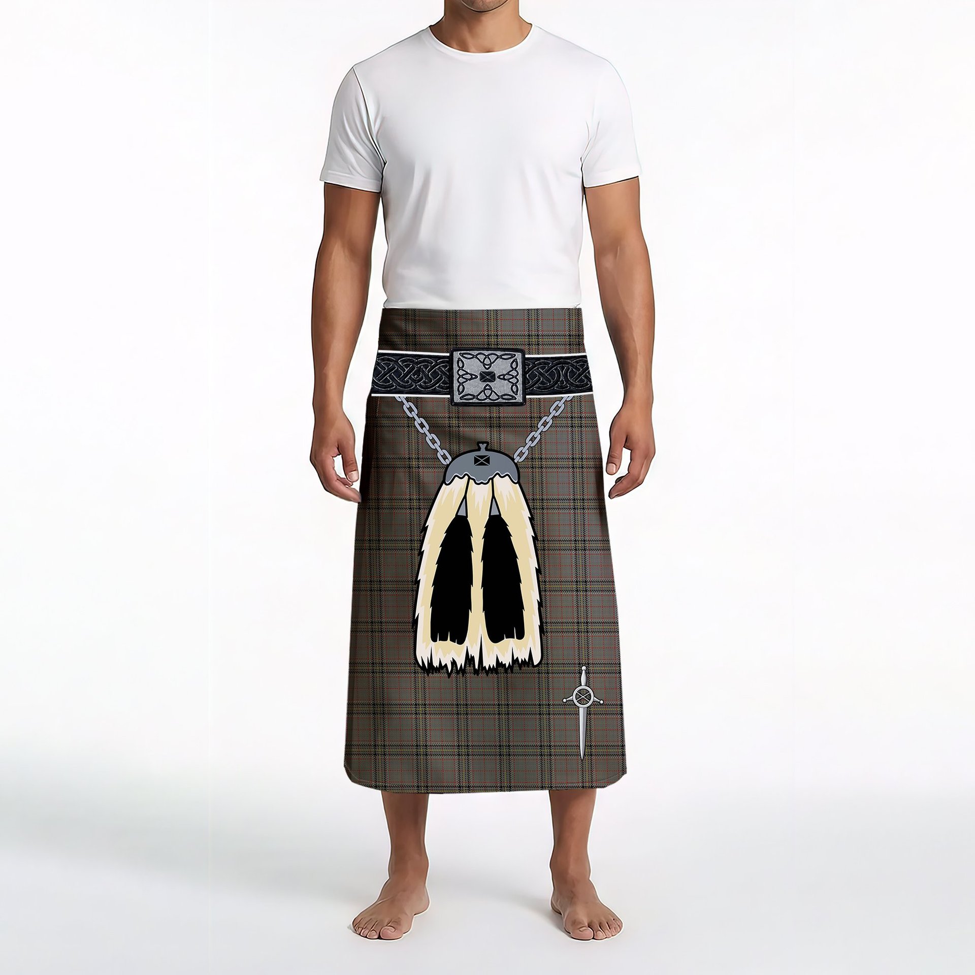 ScotsTee Shop Scottish Stewart Grey Clan Highland Kilt Sporran Tartan Beach Towel