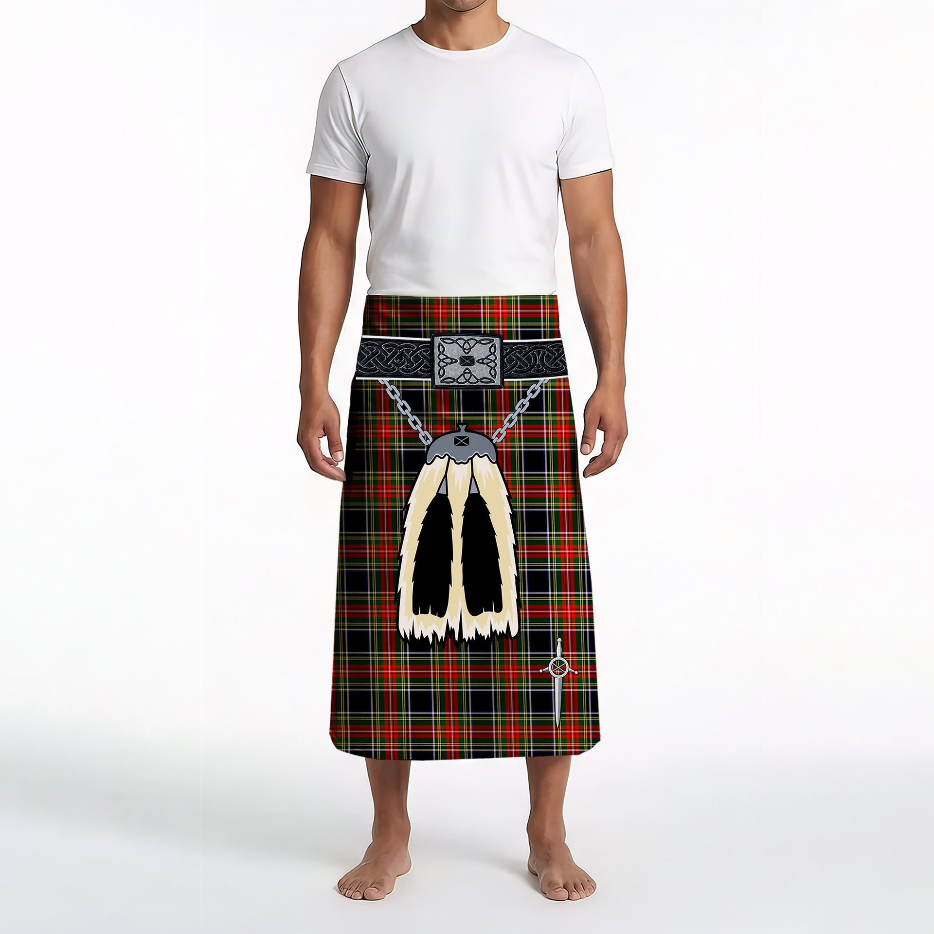 ScotsTee Shop Scottish Stewart High Stewards (Stewart Black) Clan Highland Kilt Sporran Tartan Beach Towel