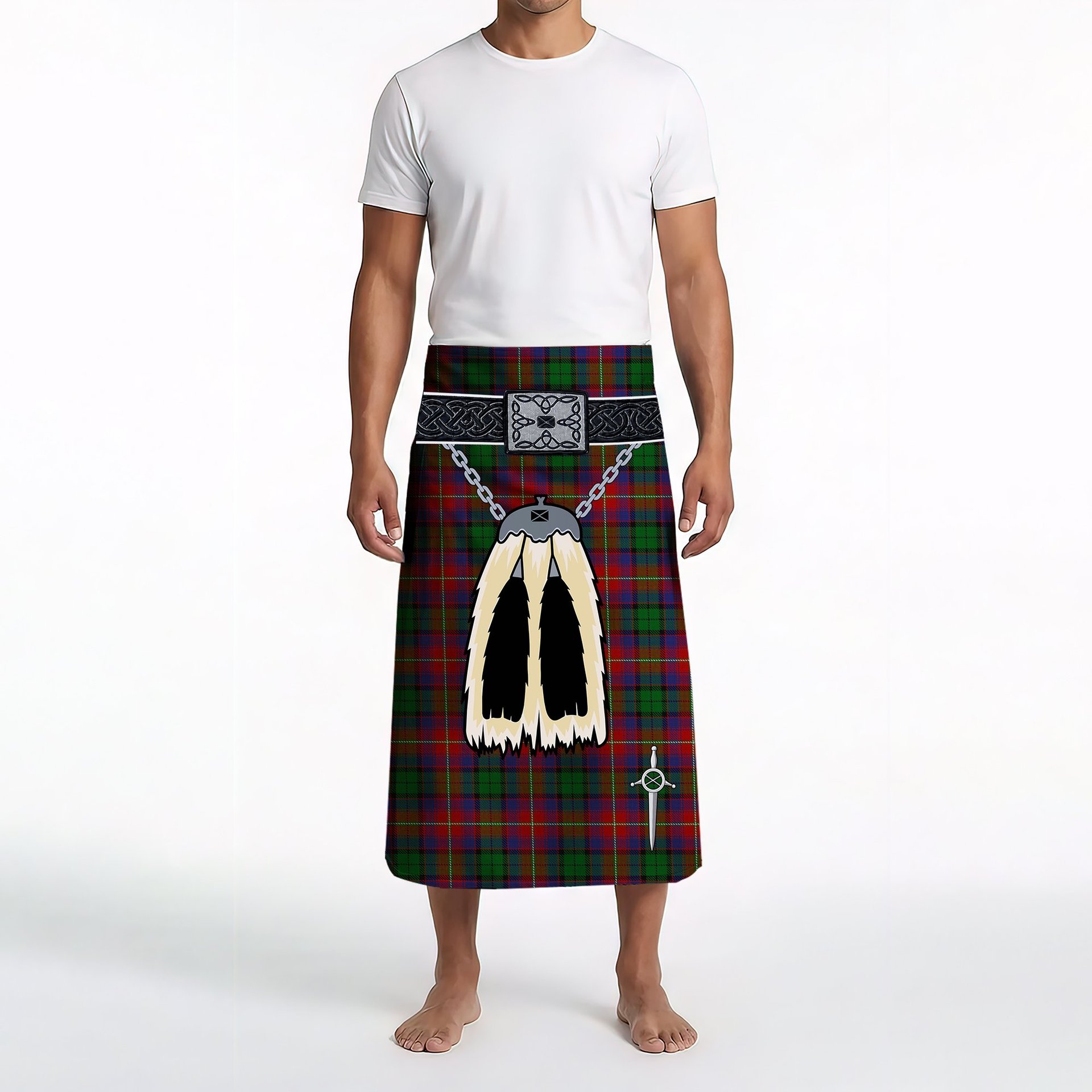 ScotsTee Shop Scottish Rattray of Lude Clan Highland Kilt Sporran Tartan Beach Towel