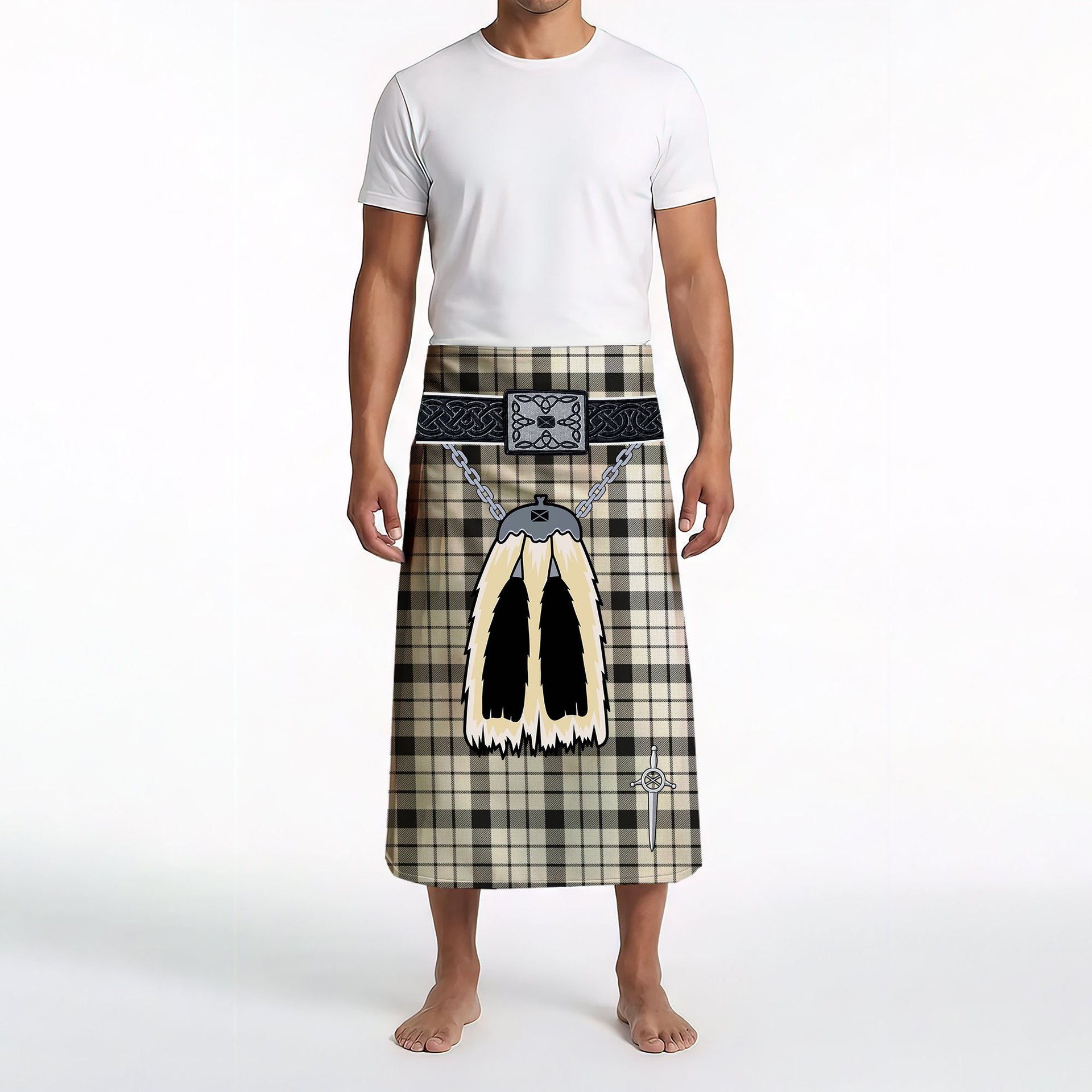 ScotsTee Shop Scottish McFarland Black White Ancient Clan Highland Kilt Sporran Tartan Beach Towel