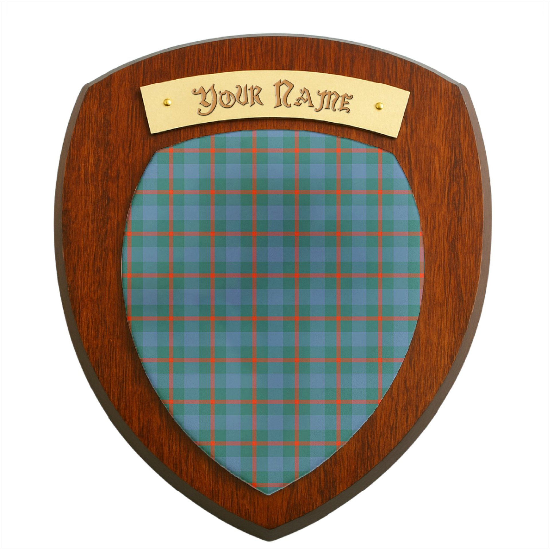 ScotsTee Shop Scottish Agnew Ancient Clan Tartan Wooden Wall Plaque Personalize with Your Name