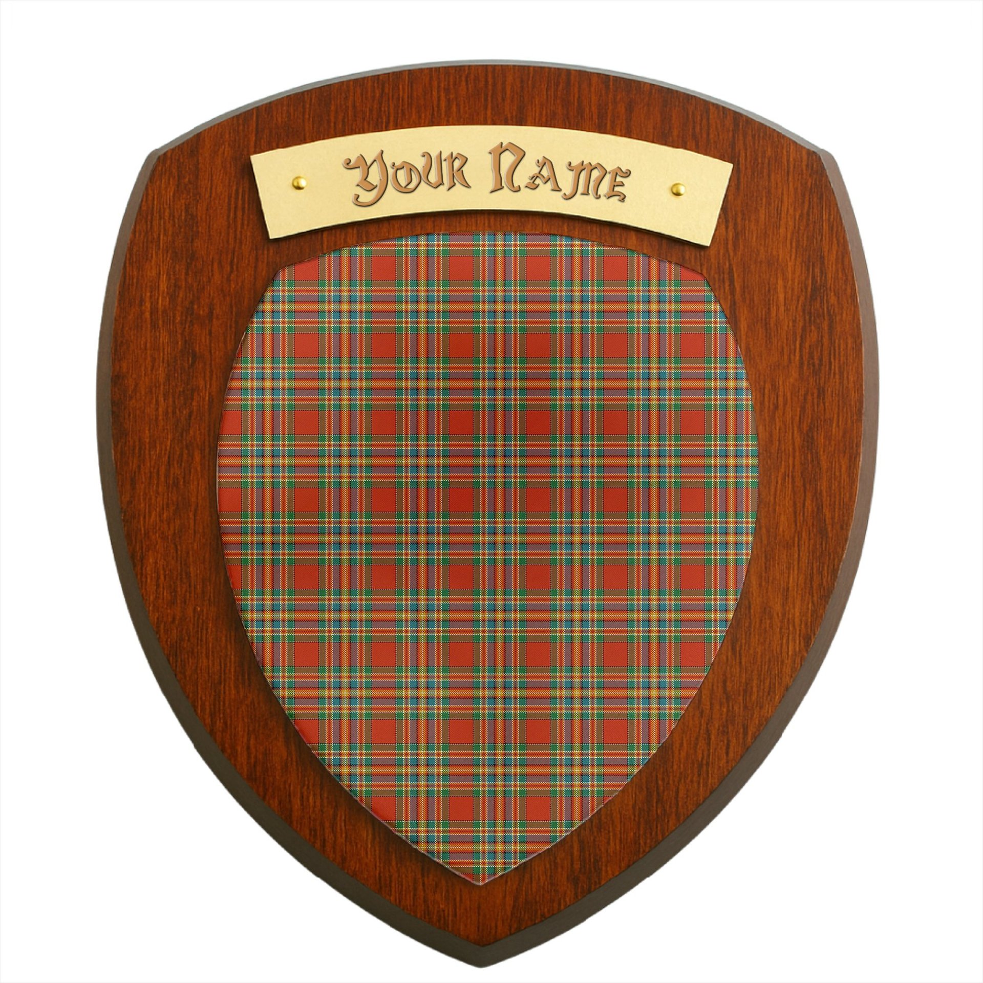 ScotsTee Shop Scottish Chattan Ancient Clan Tartan Wooden Wall Plaque Personalize with Your Name