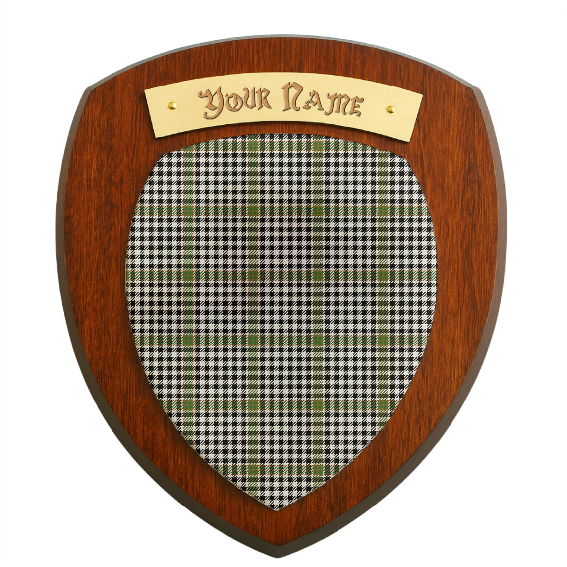 ScotsTee Shop Scottish Burns Check Ancient Clan Tartan Wooden Wall Plaque Personalize with Your Name