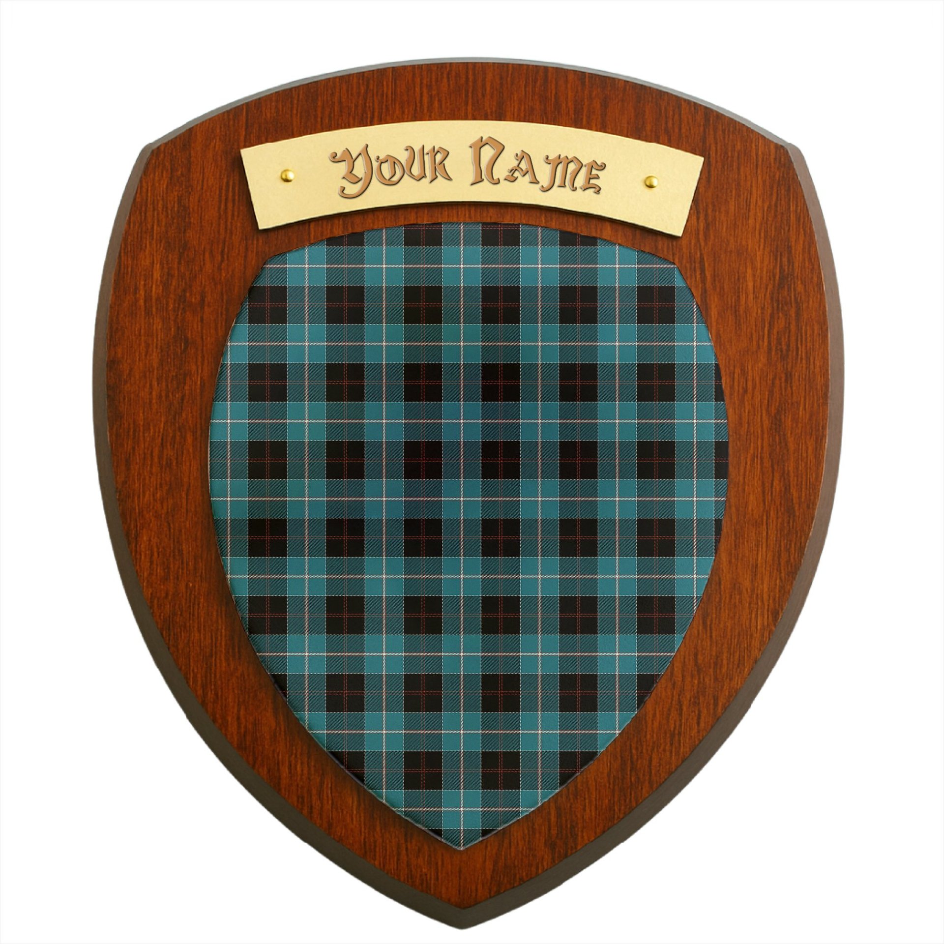 ScotsTee Shop Scottish Dunlop Ancient Clan Tartan Wooden Wall Plaque Personalize with Your Name