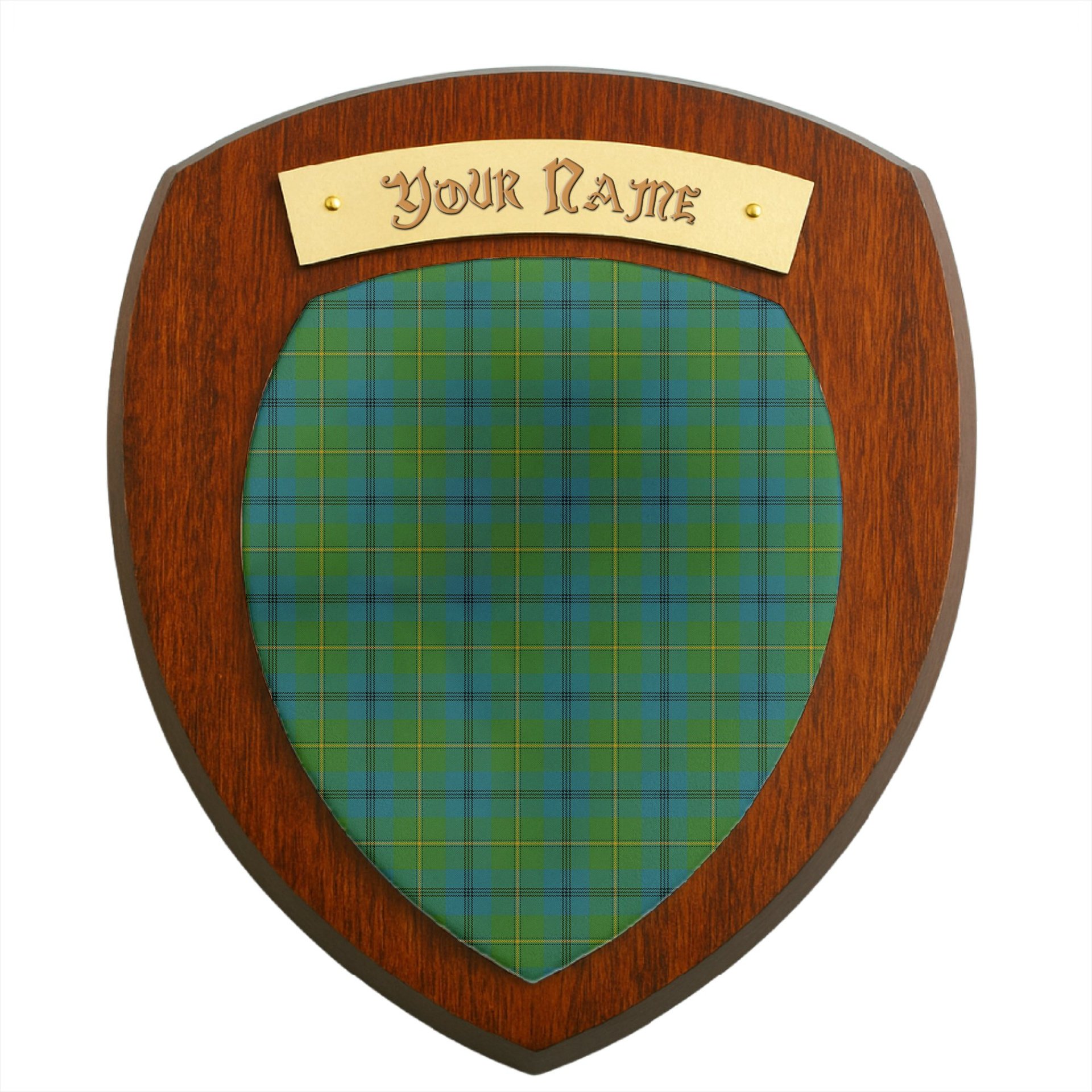 ScotsTee Shop Scottish Johnstone Ancient Clan Tartan Wooden Wall Plaque Personalize with Your Name