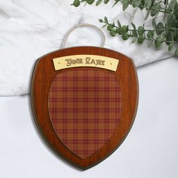 ScotsTee Shop Scottish Hamilton Red Clan Tartan Wooden Wall Plaque Personalize with Your Name