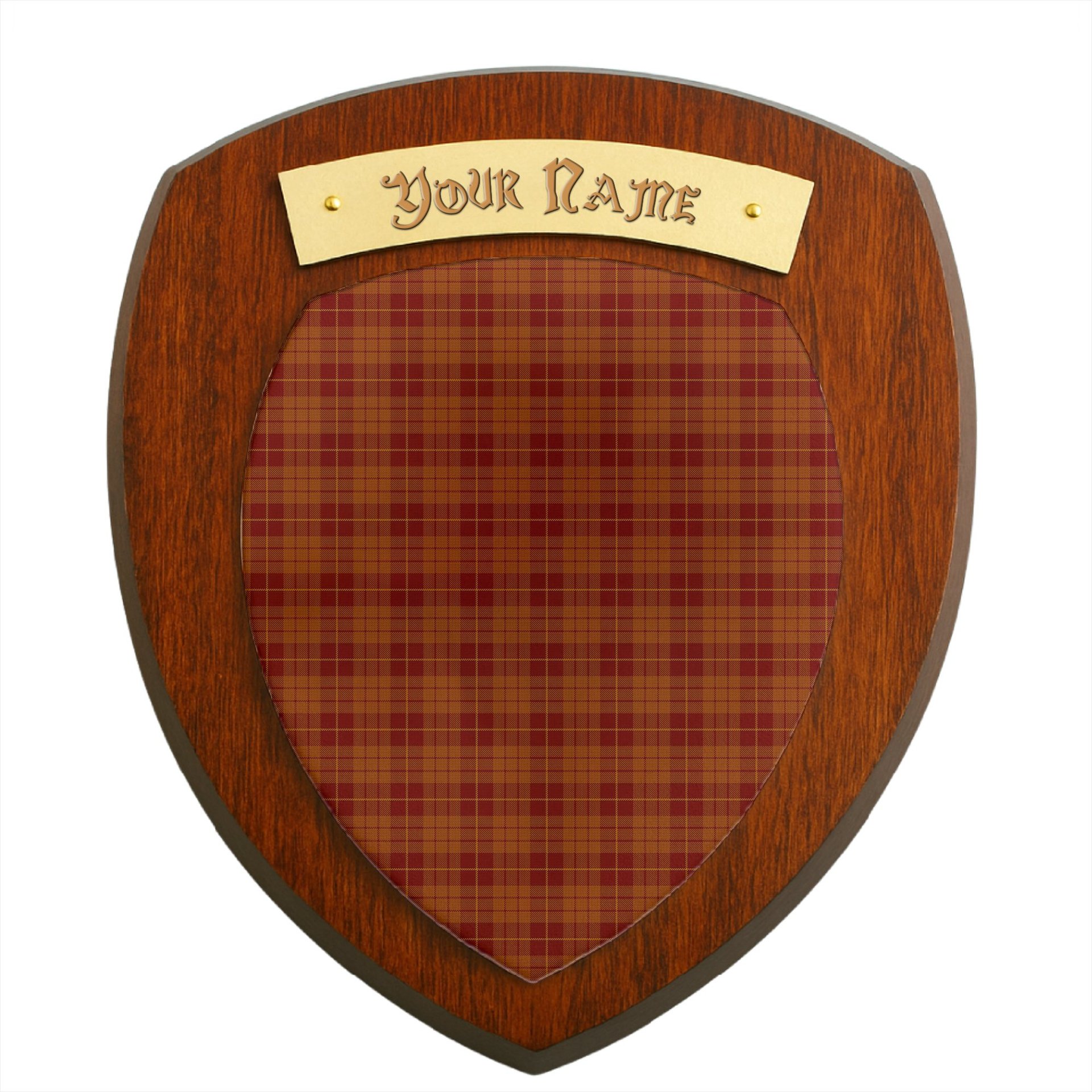 ScotsTee Shop Scottish Hamilton Red Clan Tartan Wooden Wall Plaque Personalize with Your Name