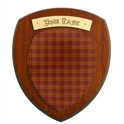 ScotsTee Shop Scottish Hamilton Red Clan Tartan Wooden Wall Plaque Personalize with Your Name