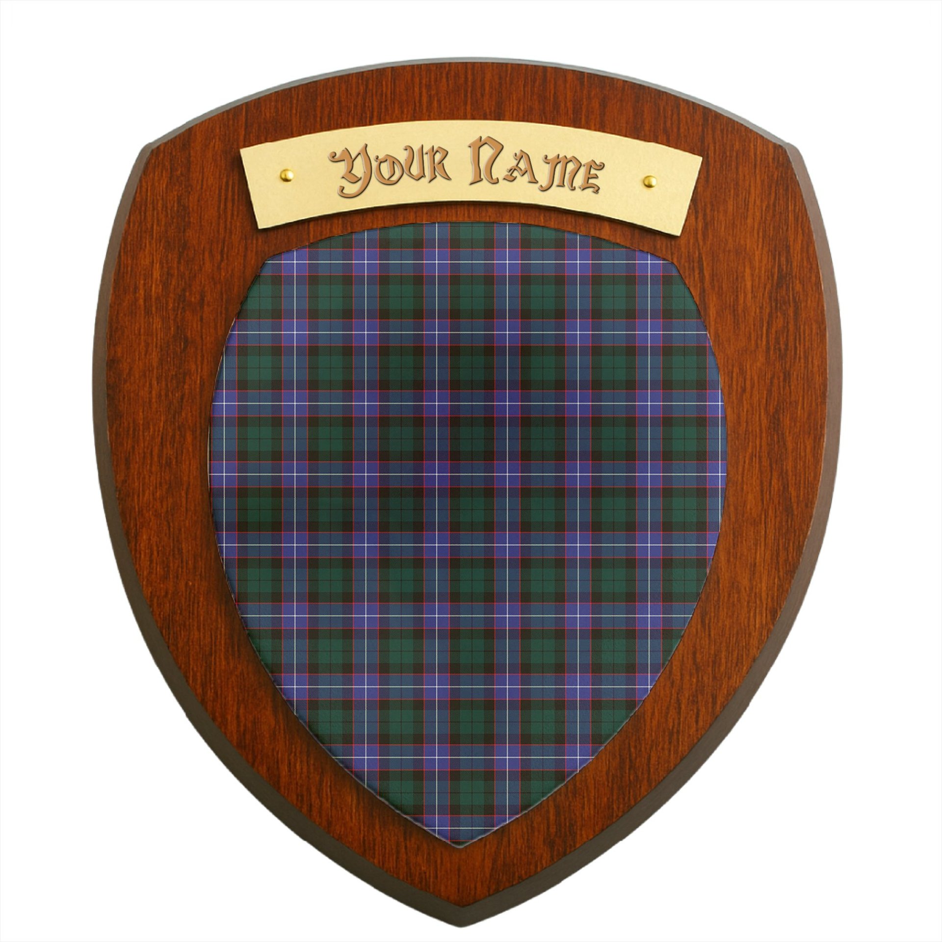 ScotsTee Shop Scottish Hunter Modern Clan Tartan Wooden Wall Plaque Personalize with Your Name