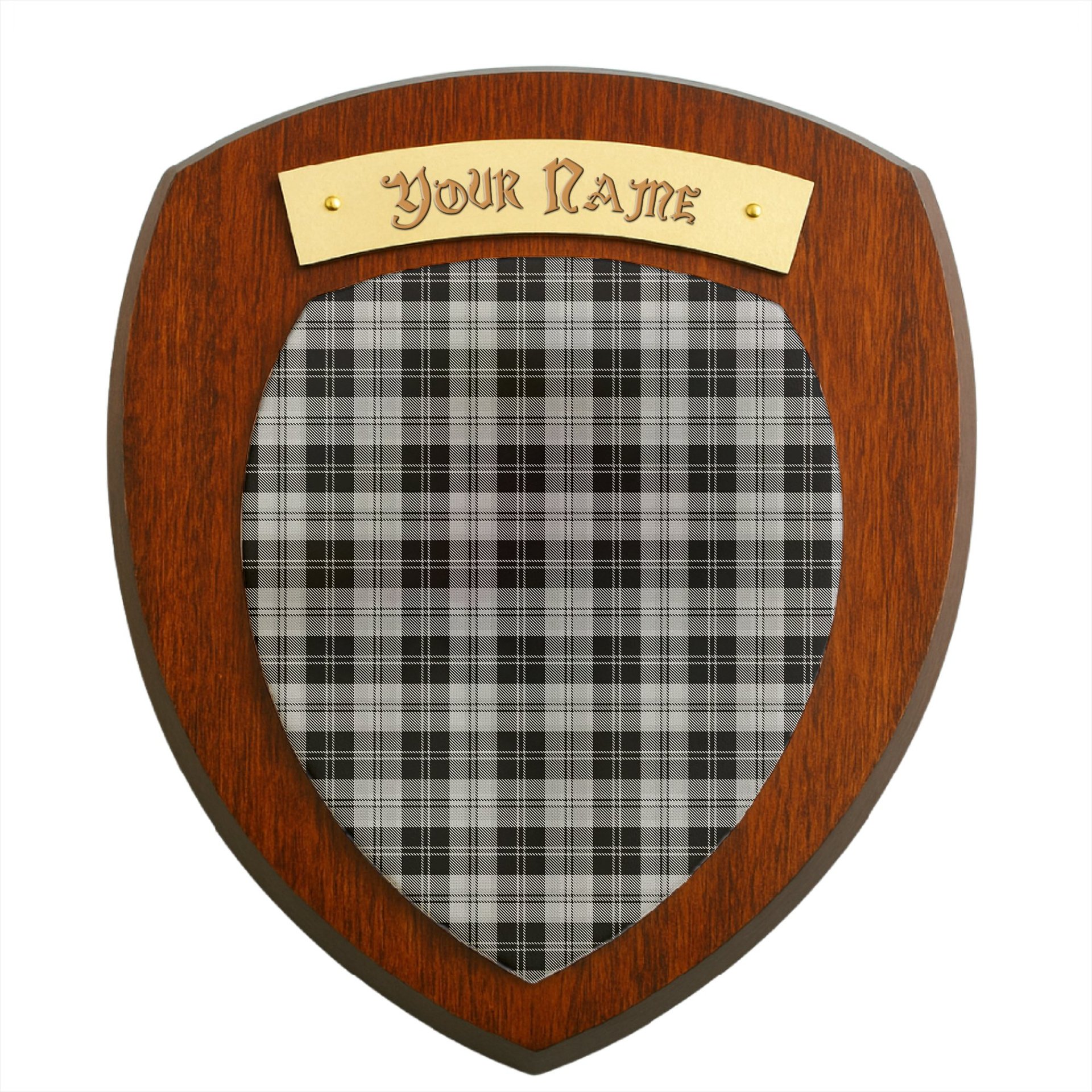ScotsTee Shop Scottish Erskine Black and White Clan Tartan Wooden Wall Plaque Personalize with Your Name