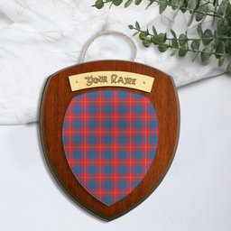 ScotsTee Shop Scottish Galloway Red Clan Tartan Wooden Wall Plaque Personalize with Your Name