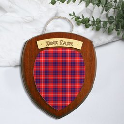 ScotsTee Shop Scottish Hamilton Modern Clan Tartan Wooden Wall Plaque Personalize with Your Name