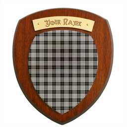 ScotsTee Shop Scottish MacLeod Black and White Clan Tartan Wooden Wall Plaque Personalize with Your Name