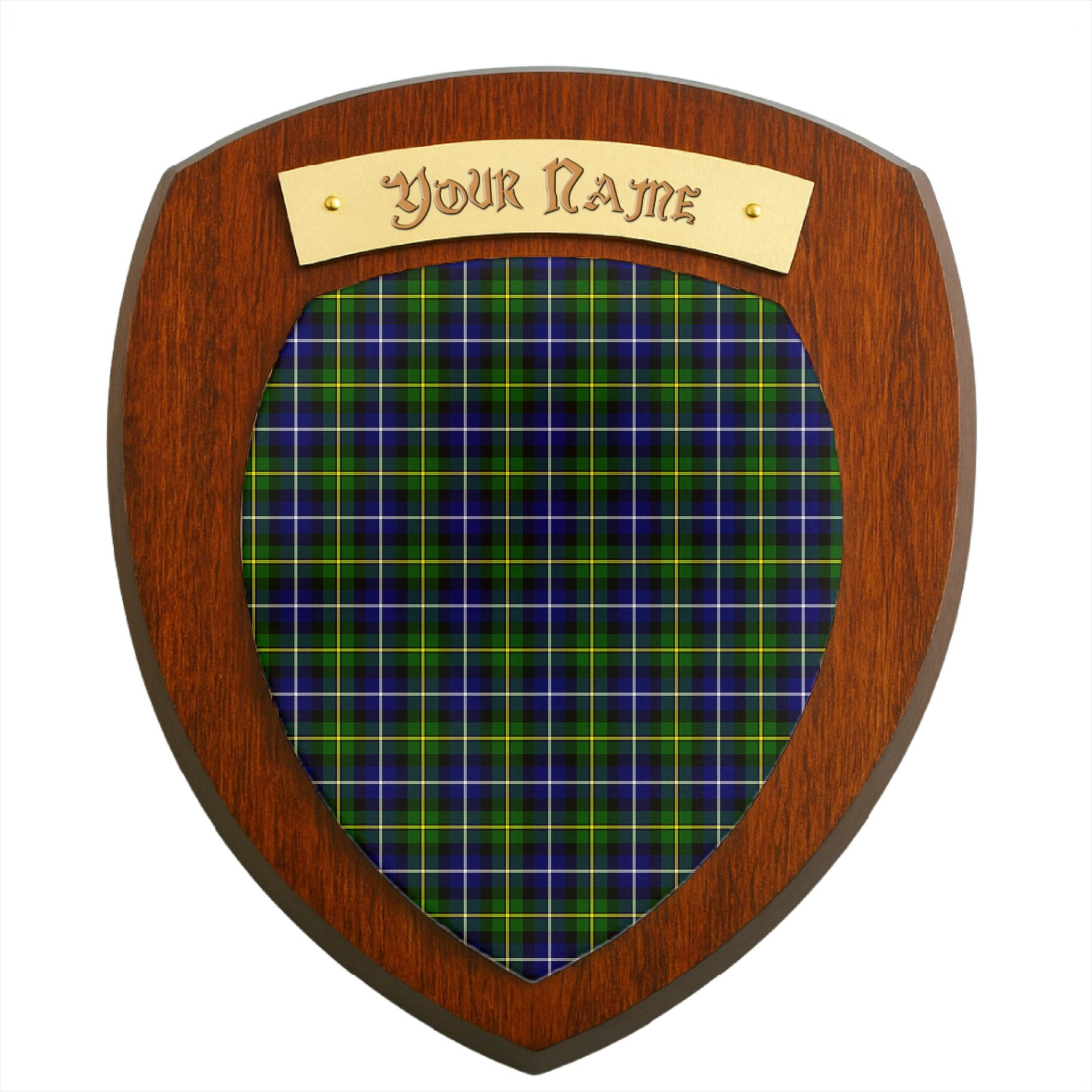 ScotsTee Shop Scottish MacNeill of Barra Modern Clan Tartan Wooden Wall Plaque Personalize with Your Name