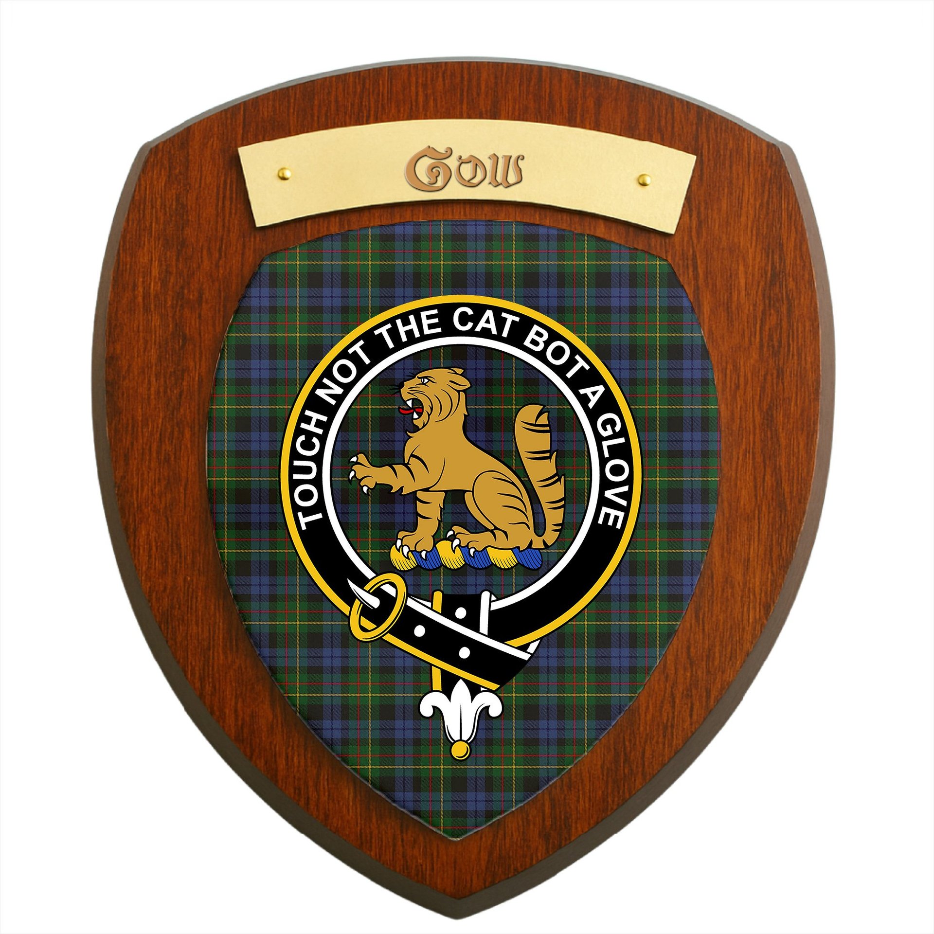 ScotsTee Shop Scottish Gow Hunting 2 Clan Crest Scottish Tartan Wooden Wall Plaque
