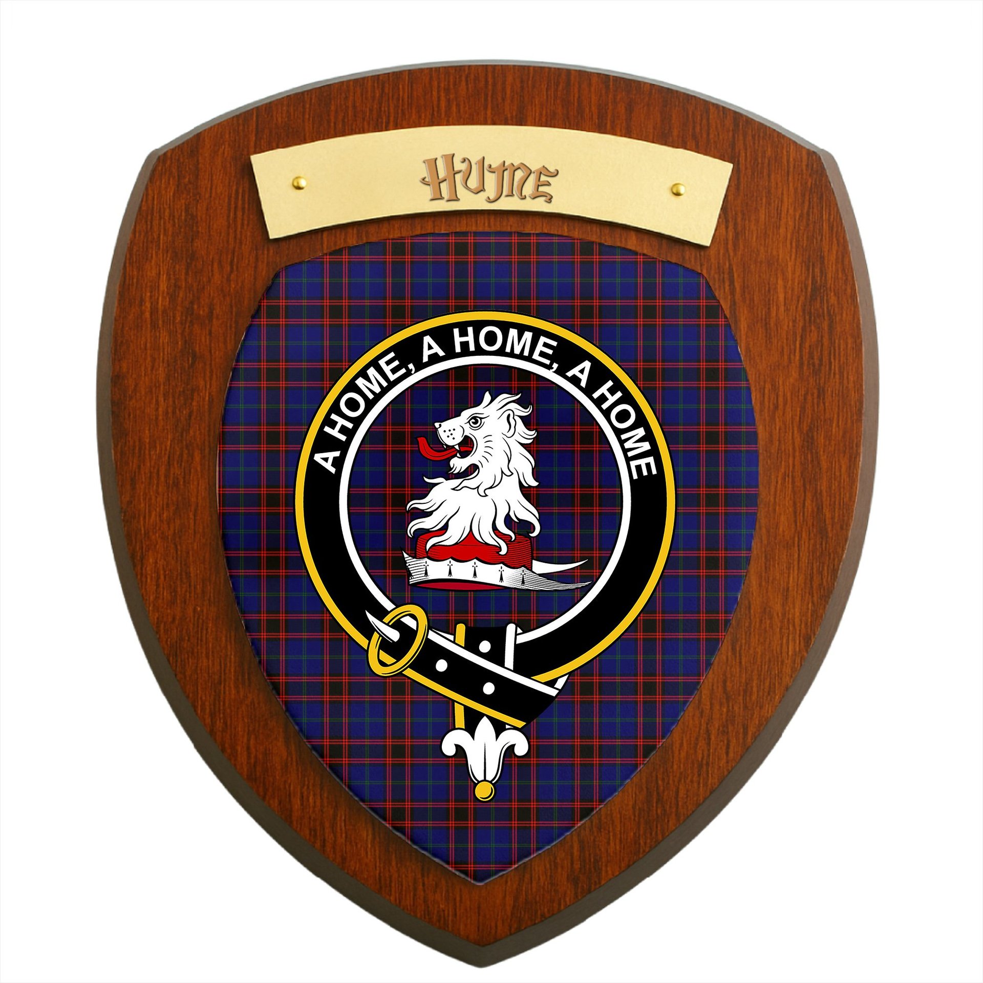 ScotsTee Shop Scottish Hume Modern Clan Crest Scottish Tartan Wooden Wall Plaque