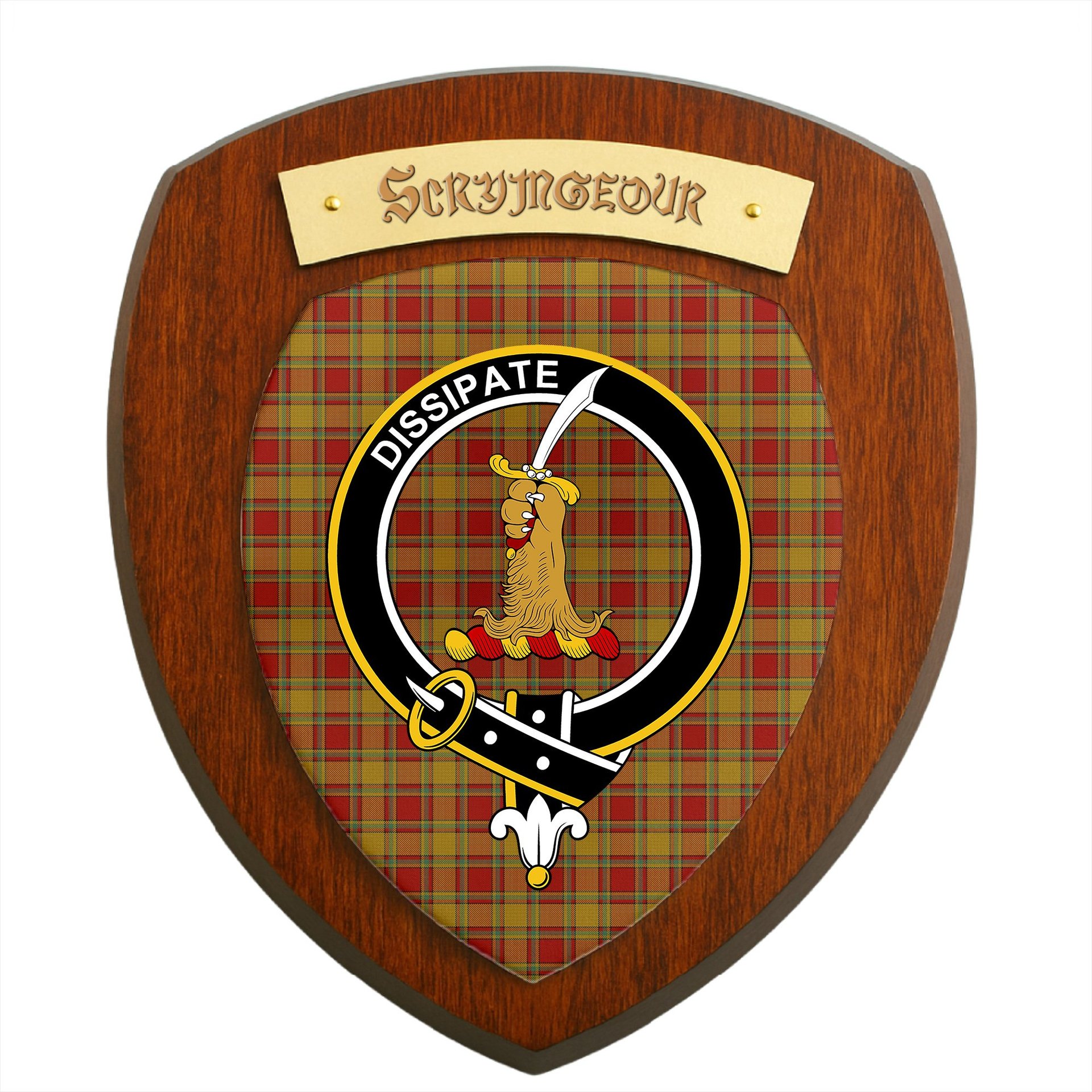 ScotsTee Shop Scottish Scrymgeour Clan Crest Scottish Tartan Wooden Wall Plaque